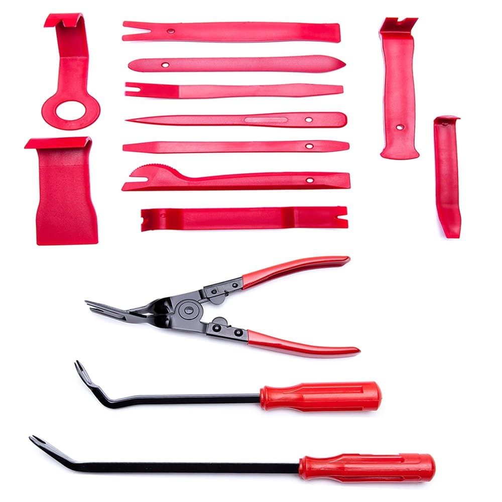 HYB 14 Pcs Auto Trim Removal Tool Set with Clip Pliers & Fastener Removers Strong Nylon Door Panel Tool kit