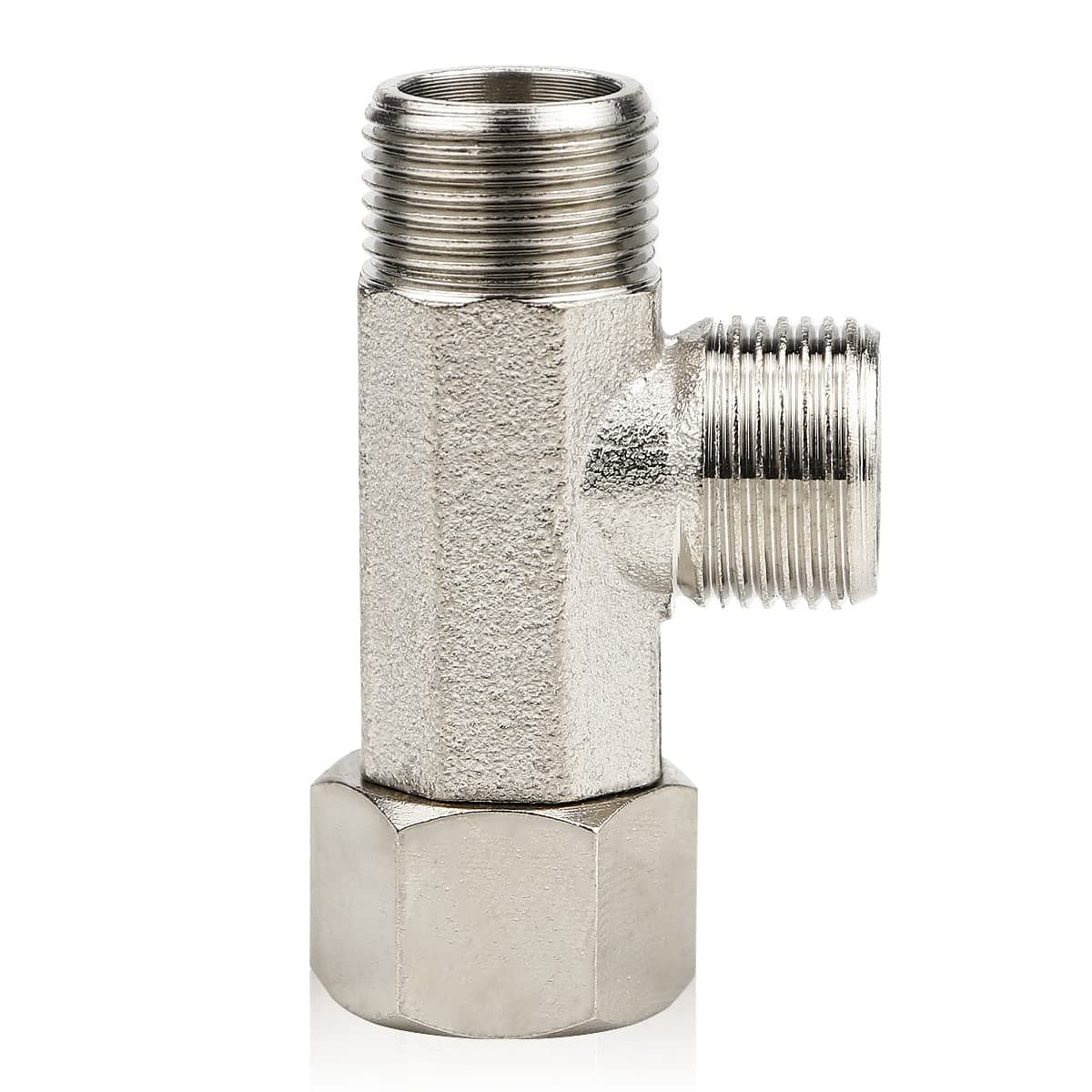 FERCAISH 9/16 T Adapter Brass Adaptor, 3 Way Tee Connector Valve for Plumbing Splitter Toilet Handheld Bidet Sprayer Faucet,Three Way Connector Diverter Valve (1/2)