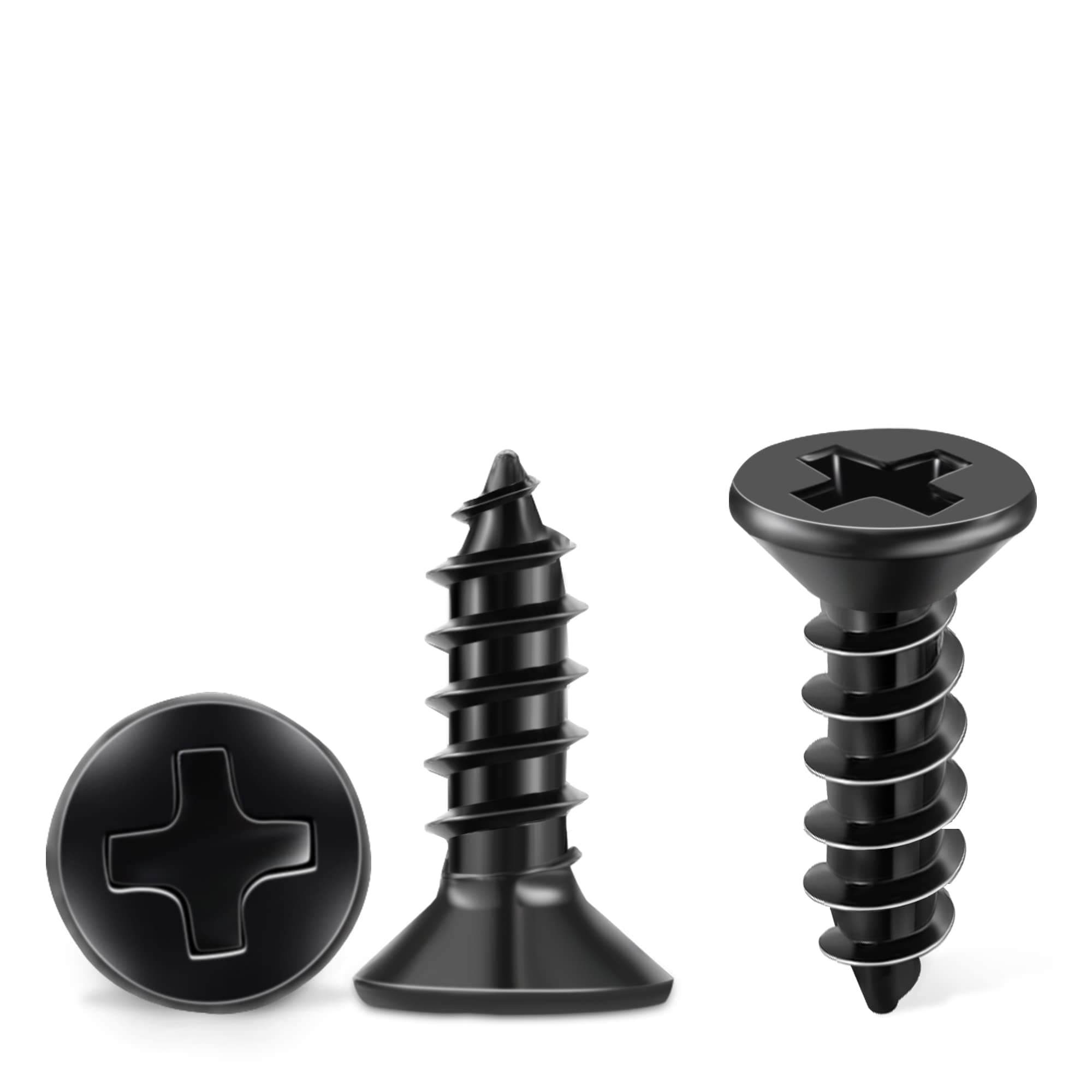 TPOHH 100 PCS #8 X 5/8 Inch Black Oxide Coated Flat Head Phillips Wood Screw, Stainless Steel 18-8 (A2) Fully Threaded 8 X 5/8' Multipurpose Screws