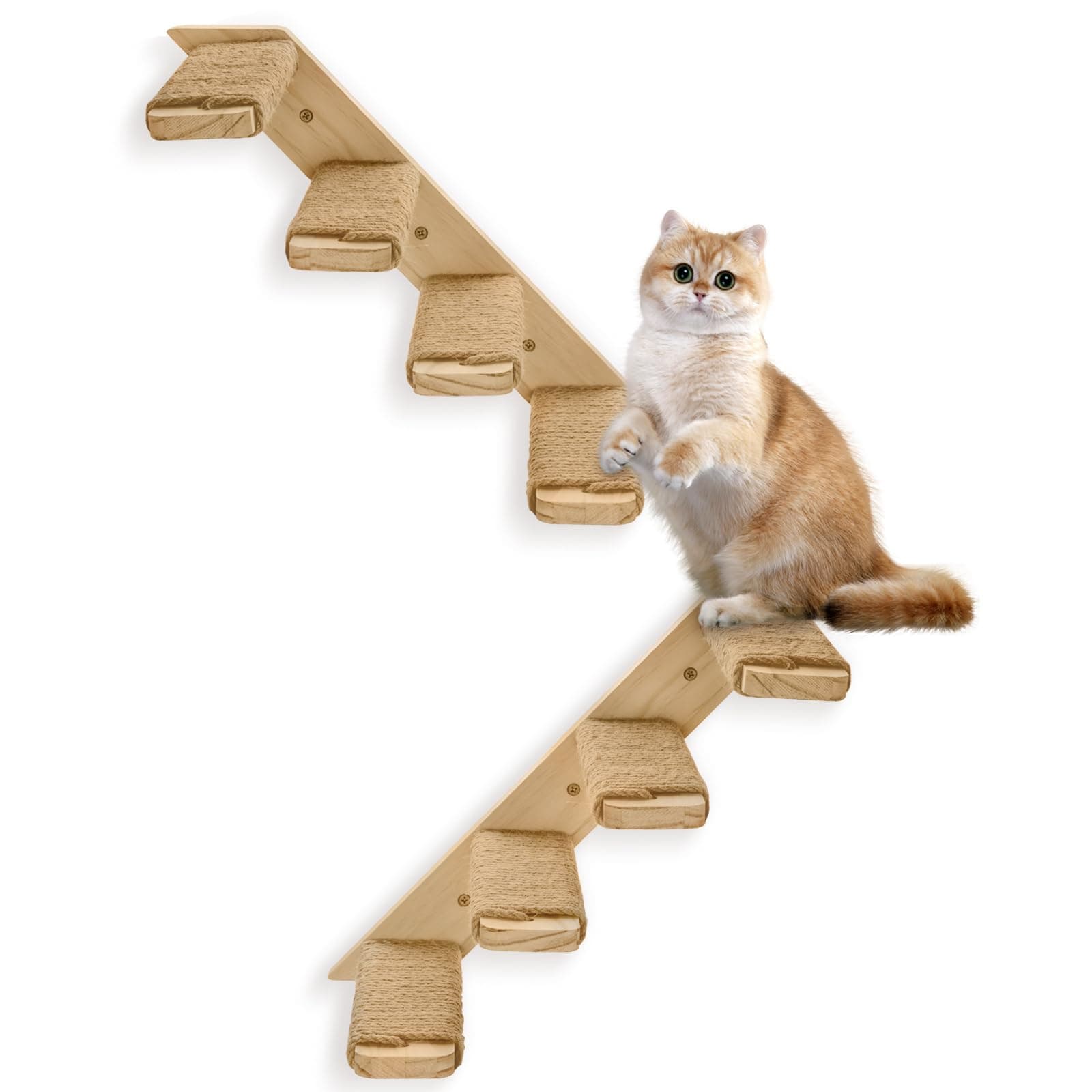2 Pack 4 Steps Cat Wall Shelves and Stairs with Sisal Rope.Cat Wall Steps/Ladder Furniture & cat Tree Supplies(Catstairs 2Pack-4Steps)
