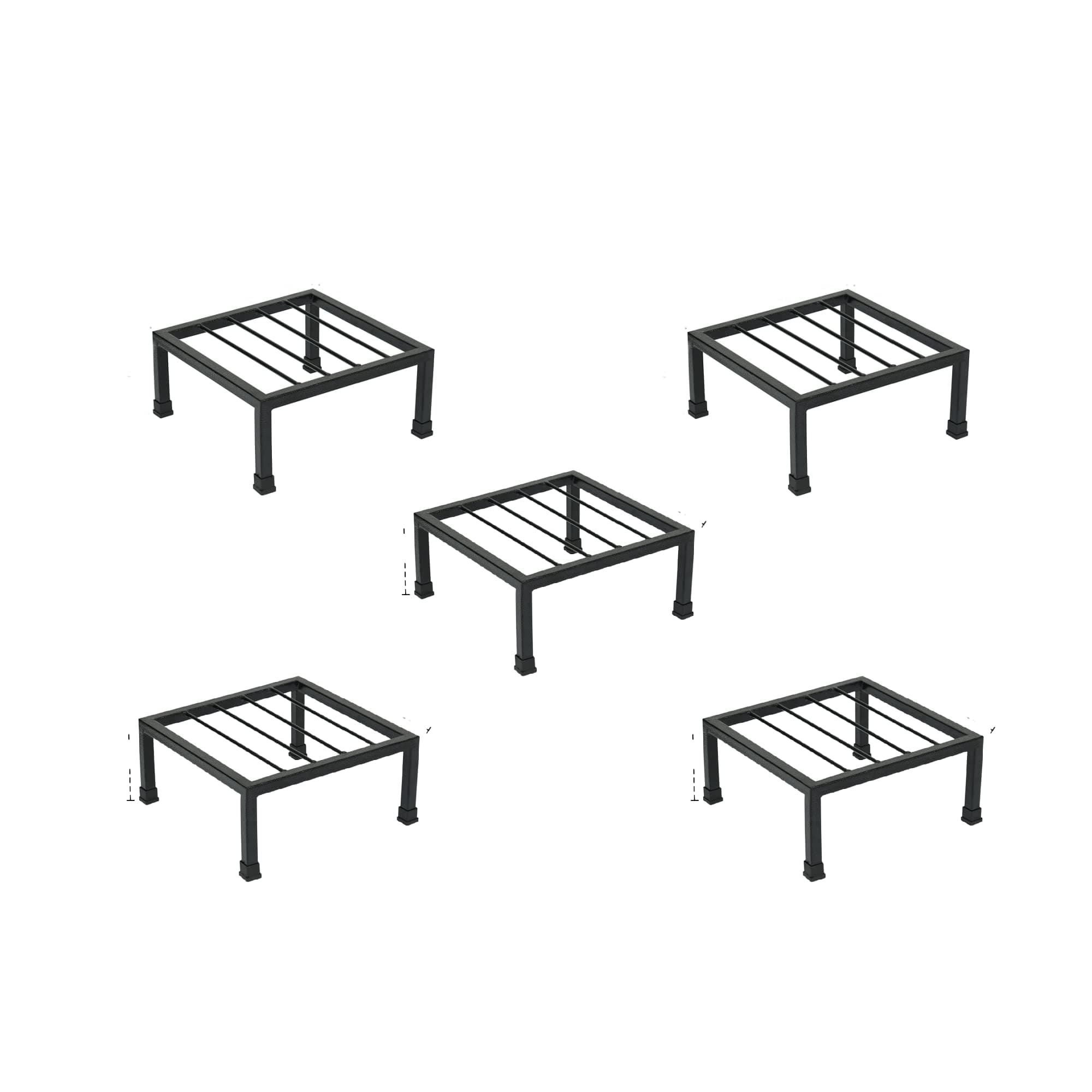 NAYRA Metal Planters Square Shape Thick and Strong Leg |Black Stand Stylish Gamla Planters Perfect Stand For Planter indoor and Outdoor (25 CM Stand)(SET OF 5)