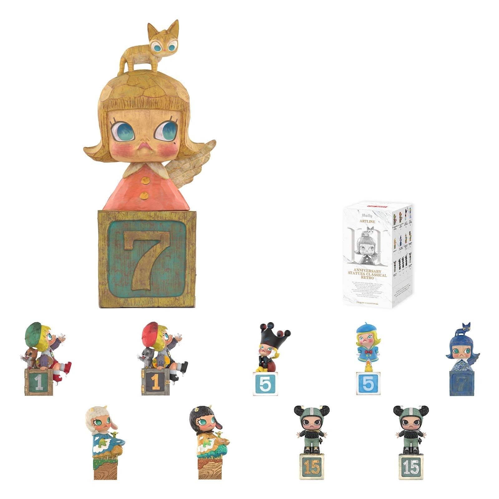 POP MART MOLLY Anniversary Statues Classical Retro 2 Series Figures, MOLLY Blind Box Figures, Random Design Action Figures Collectible Toys Home Decorations, Holiday Birthday Gifts, Single Box