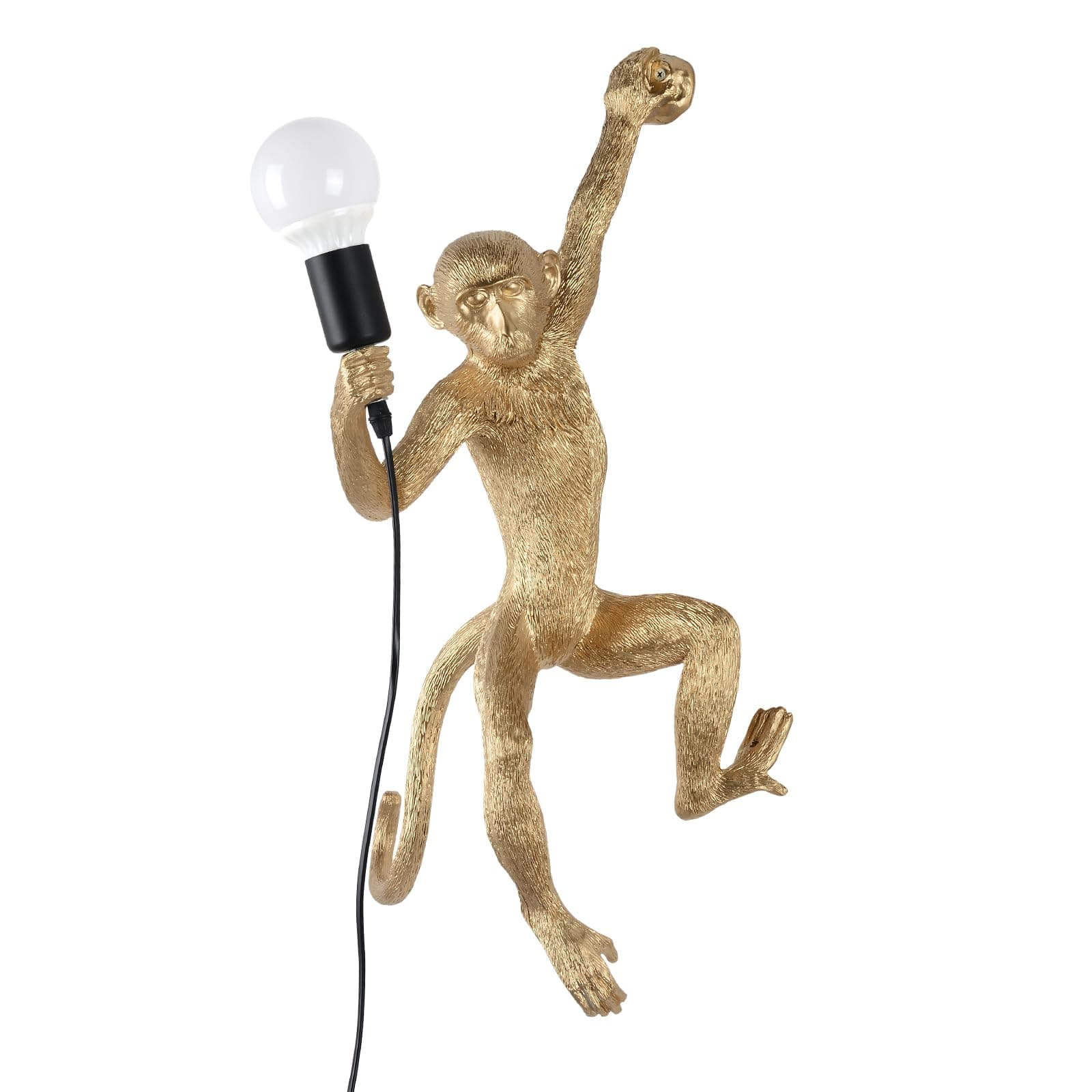 Modern Resin Monkey Wall Lamp Table Lamp Hemp Rope Pendant Light Vintage for Home Decor Dining Living Room Bedroom Entryway (Gold, Wall)