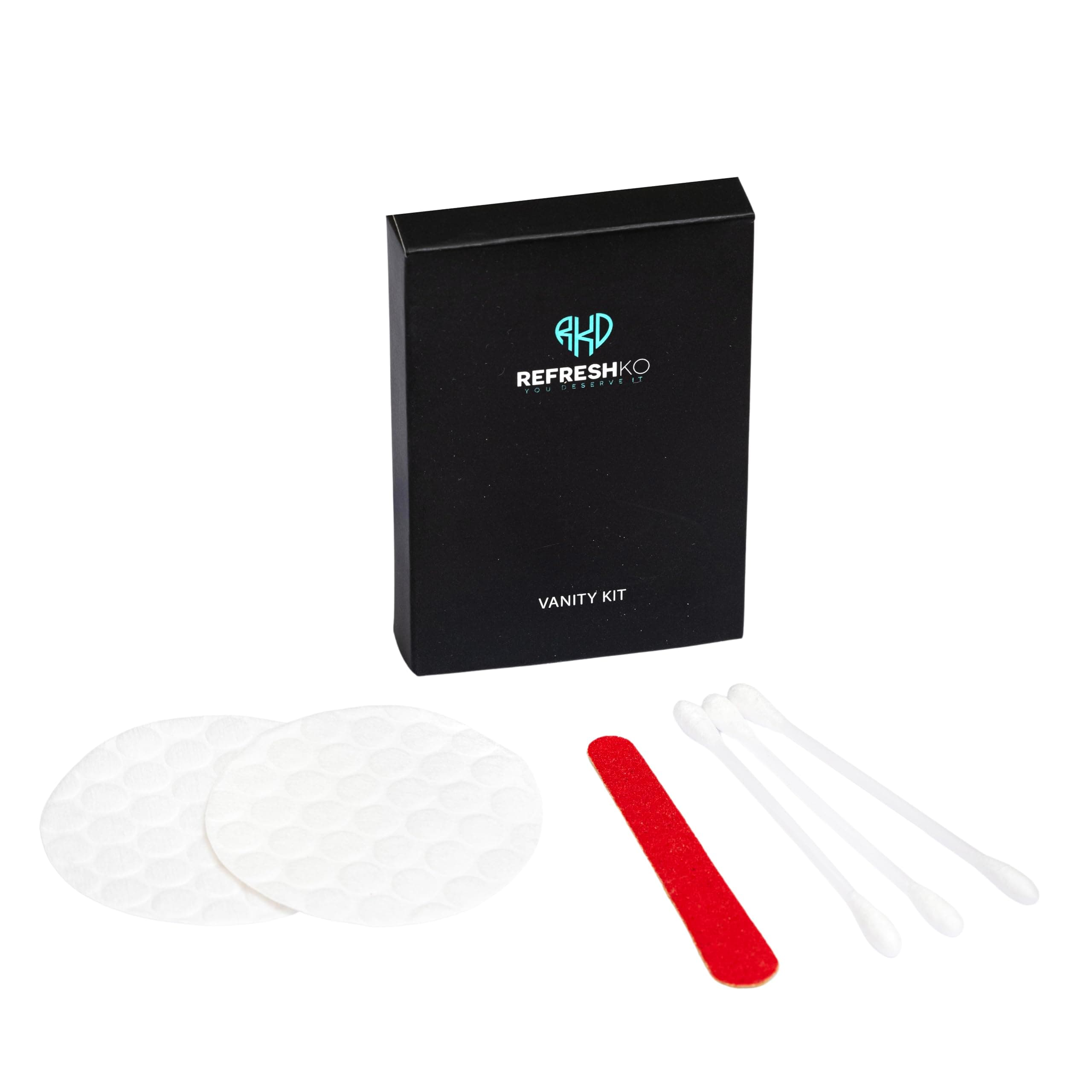 Hotel Vanity Set in box Individually Wrapped, Bulk Hotel Amenities Kit, Hotel Hospitality Set, Hygiene Products Include Cosmetic Cotton Pads, Cotton Swabs, Nail File (Paper Sticks) (50)