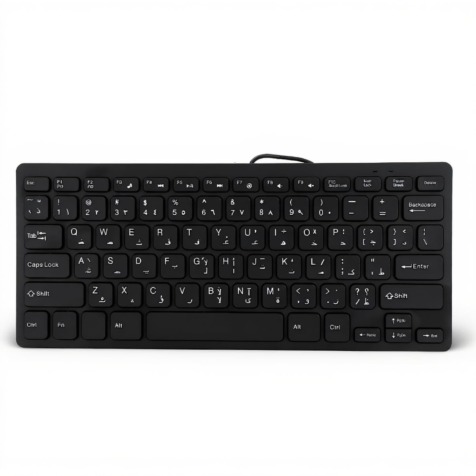 ASHATA Arabic Keyboard, Bilingual Arabic and English Keyboard Wired USB Connection Bilingual Language Wired Keyboard, Silent Business 78 Keys Keyboard,Plug & Play