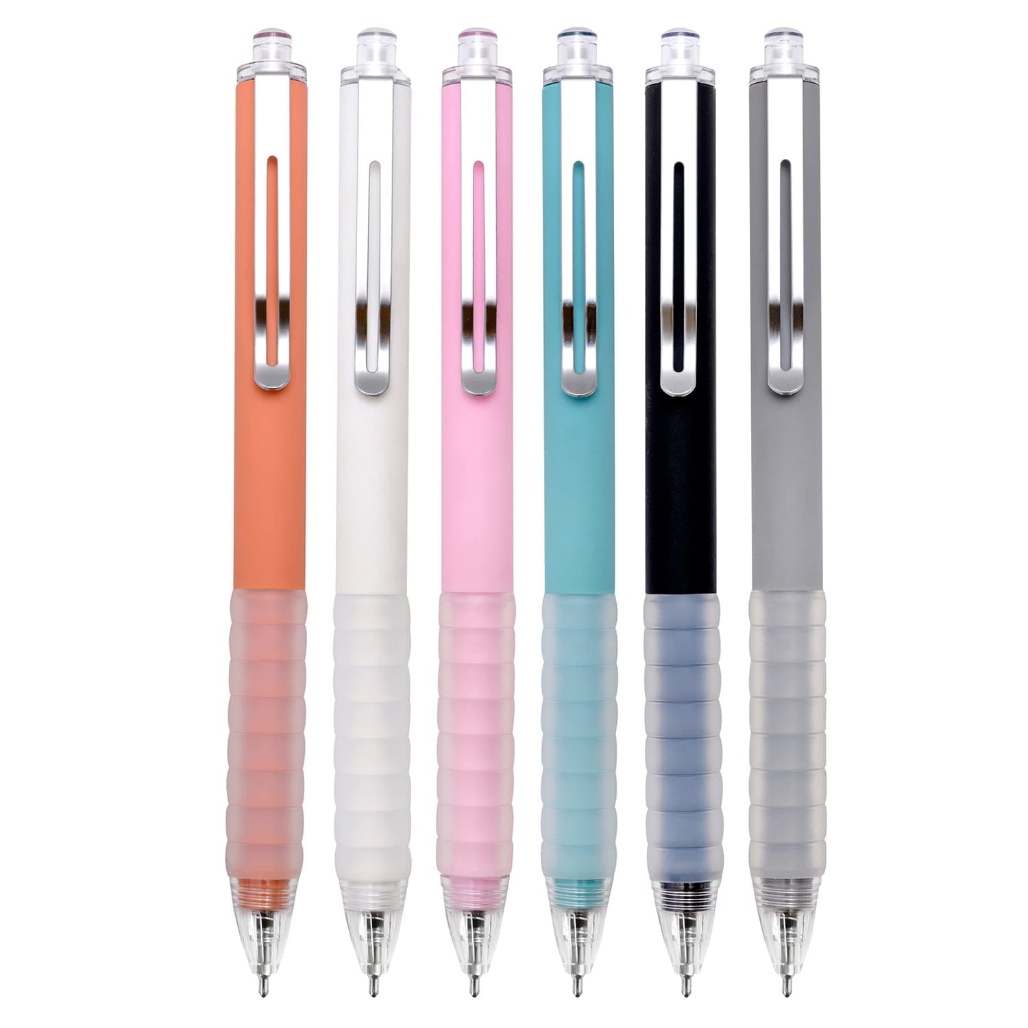 Ballpoint Pens Medium Point 1mm Black Ink Work Pen with Super Soft Grip Ball Point Pen for Men Women Retractable Office Pens (Silver Clip-6 count)