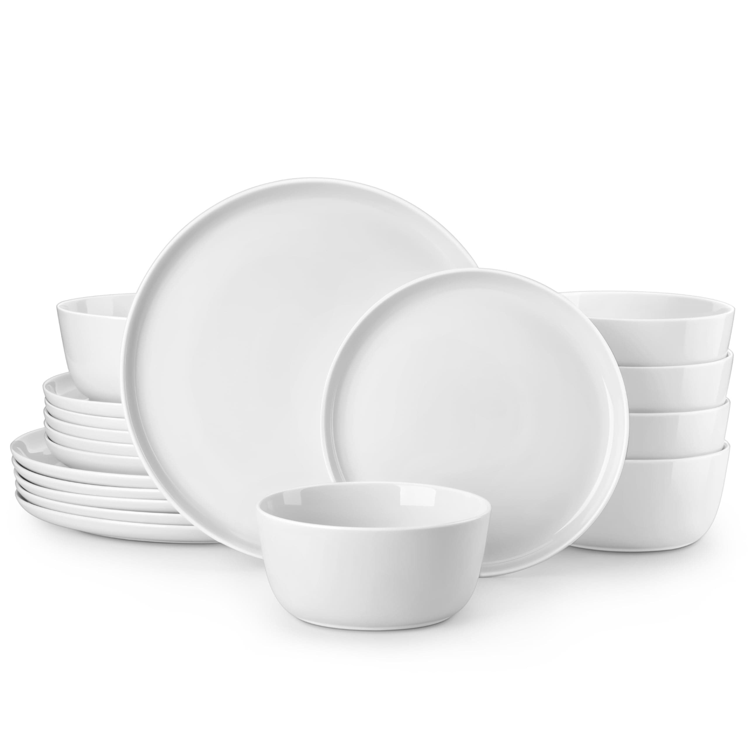 MALACASA 18 Piece Dinner Sets for 6 People, White Porcelain Crockery Set with Plates and Bowls, Premium Chip & Scratch Resistant Ceramic Dinnerware Sets, Microwave and Dishwasher Safe, Lexi Series