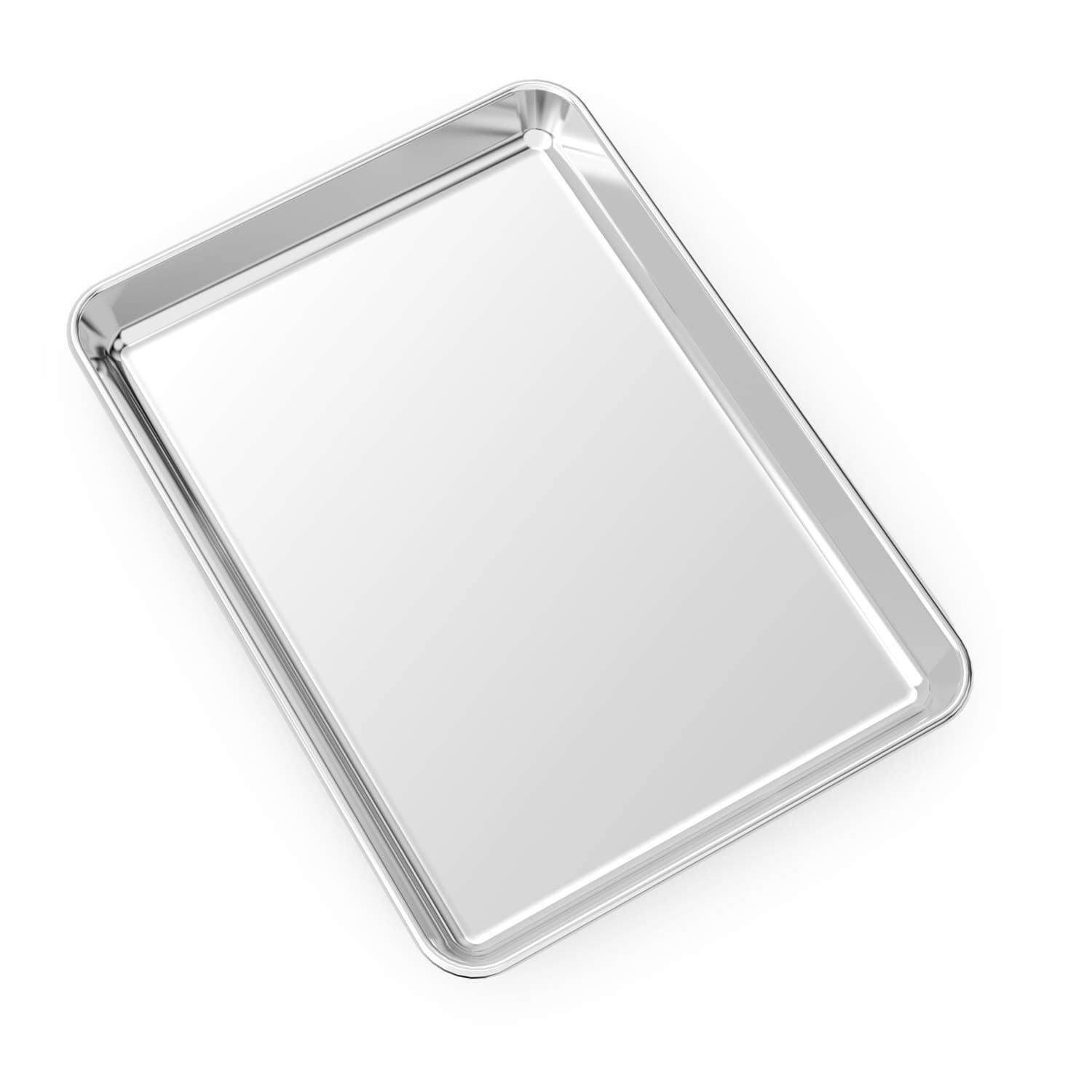 Small Baking Sheet Stainless Steel Cookie Sheet Mini Toaster Oven Tray Pan, Rectangle Size 10.4 x 8 x 1 inch, Non Toxic & Healthy,Superior Mirror Finish & Easy Clean, Dishwasher Safe By HEAHYSI