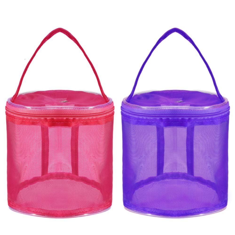 Yarn Case Yarn Storage Baskets Knitting Yarn Round Plastic Bags for On The Go Knitter and Traveling 2pcs