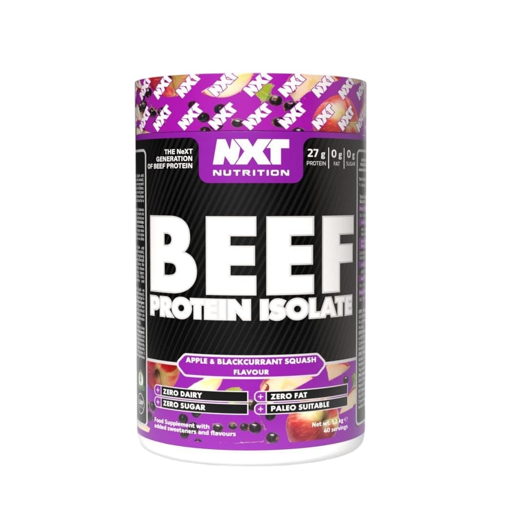 NXT Nutrition Beef Protein Isolate Powder - Protein Powder High in Natural Amino Acids - Paleo, Keto Friendly - Dairy and Gluten Free - Muscle Recovery | 1.2kg (Apple and Blackcurrent)