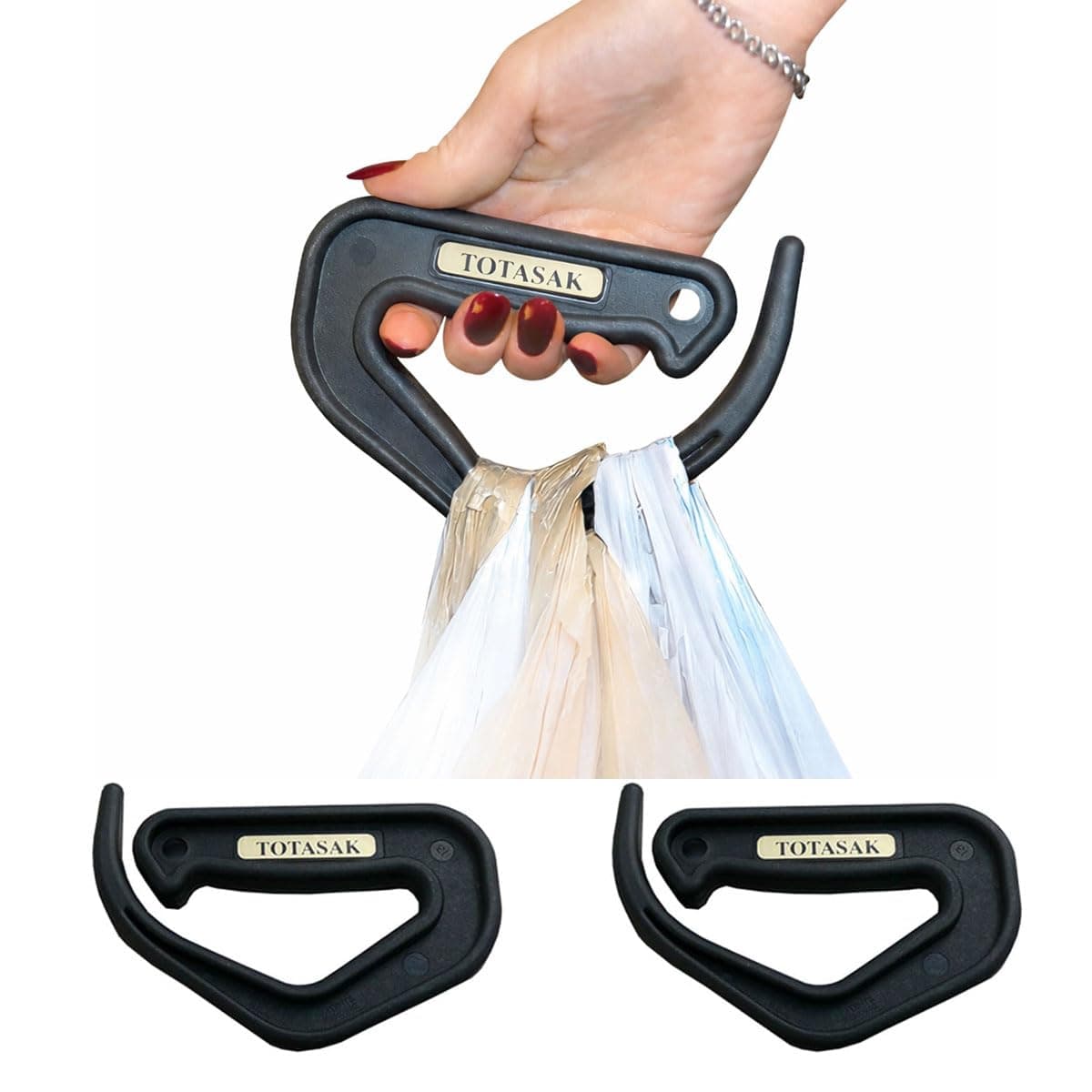 Grocery Bag Carrier (2 Pack) - Multiple Shopping Bag Holder Handle - Durable Lightweight Multi Purpose Secondary Handle Tool