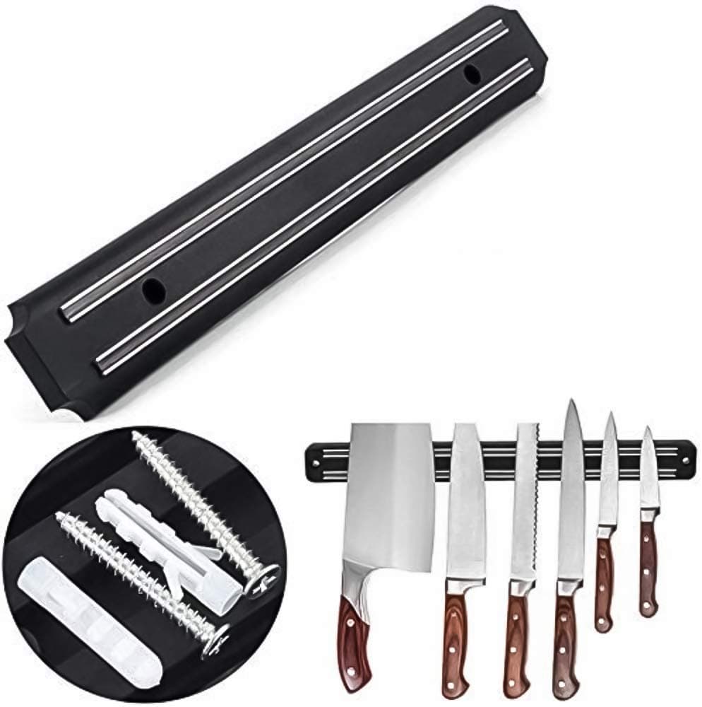 Angel Bear Wall Mount Magnetic Knife Storage Holder Chef Rack Strip Utensil Kitchen Tool (Black, 33 Cms)