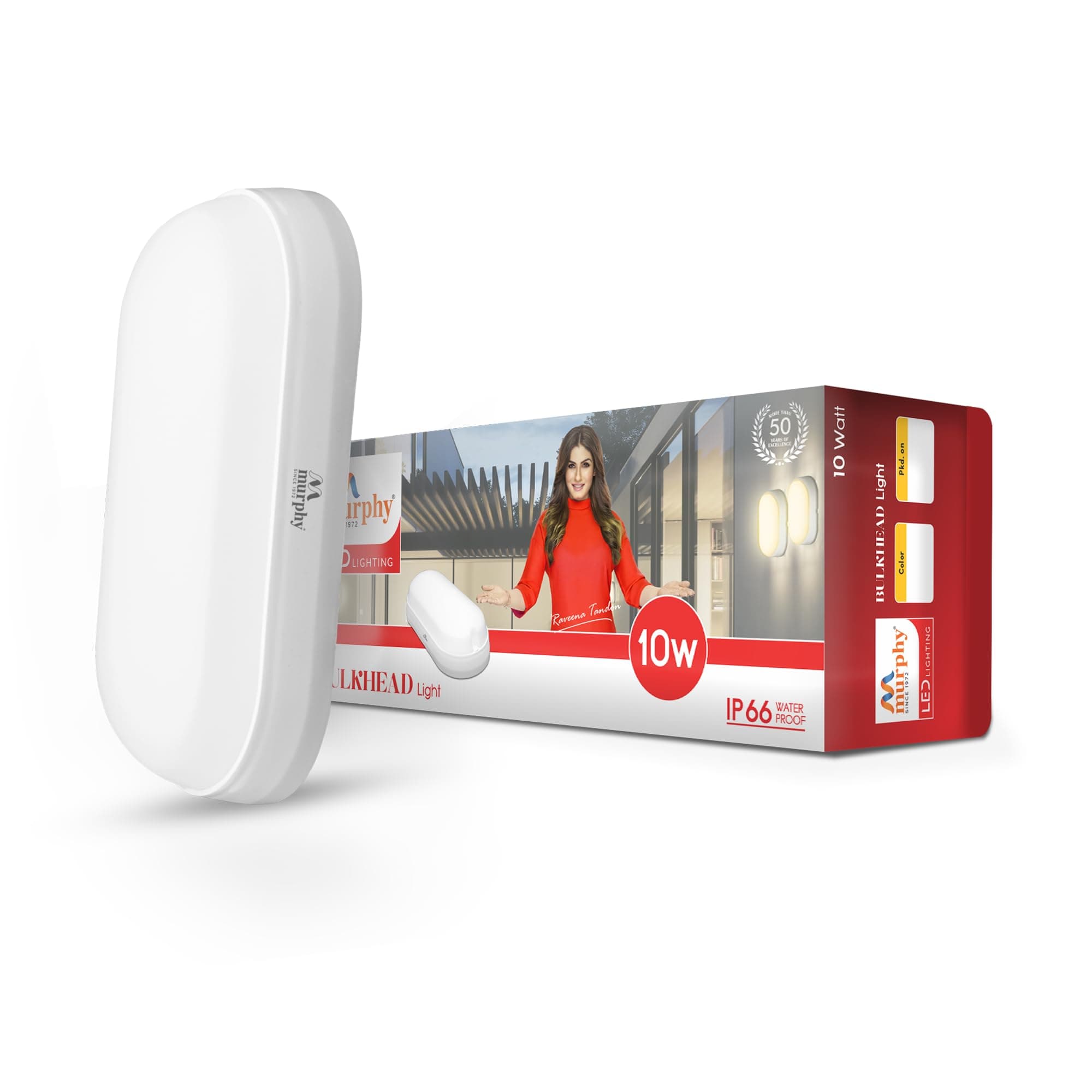 Murphy 10W LED Oval Shape Bulkhead Wall Lamp | IP66 Waterproof Outdoor Light for Gardens, Porches & Bathrooms | Cool White, Pack of 1 | 2-Year Warranty