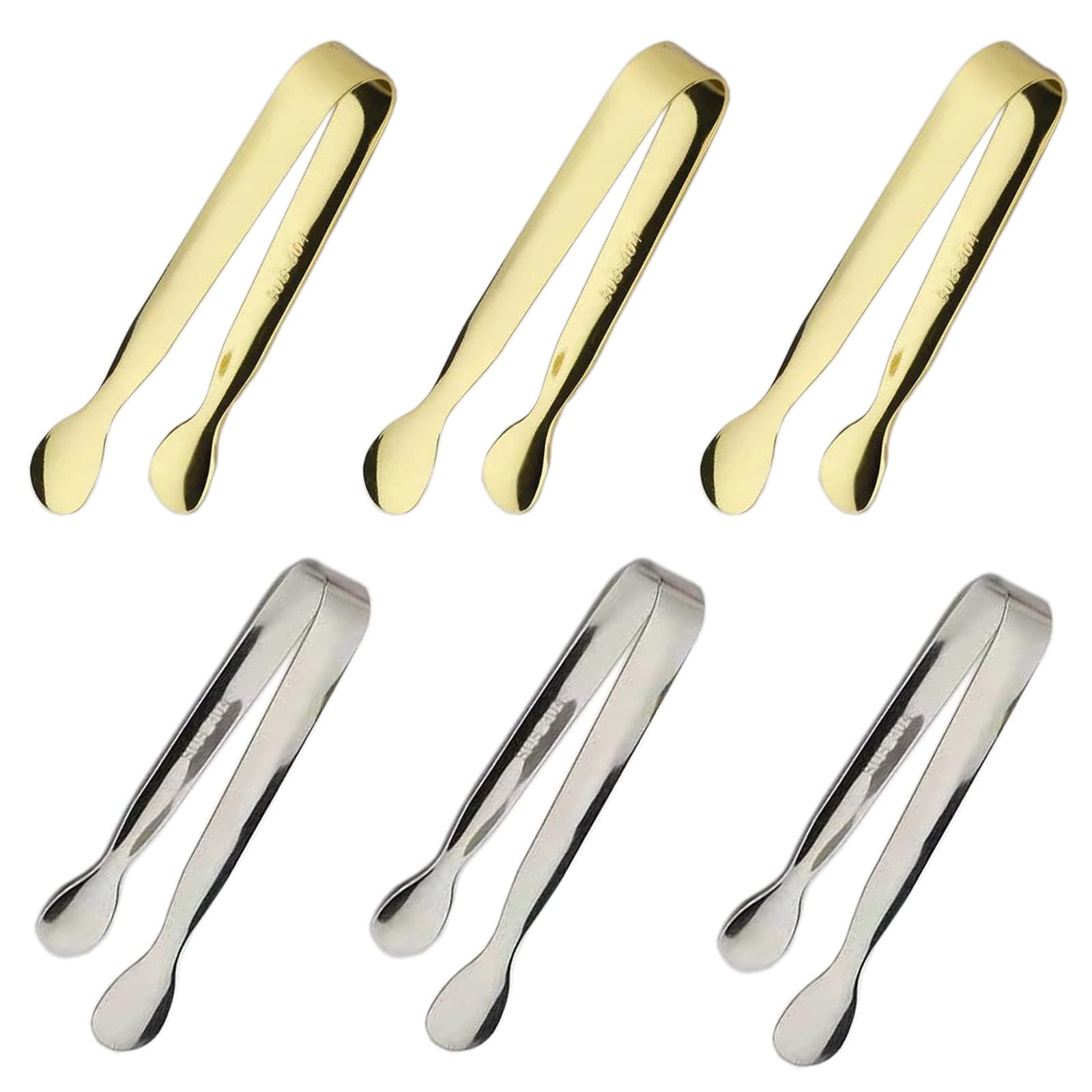 6pcs ice tongs gold and silver