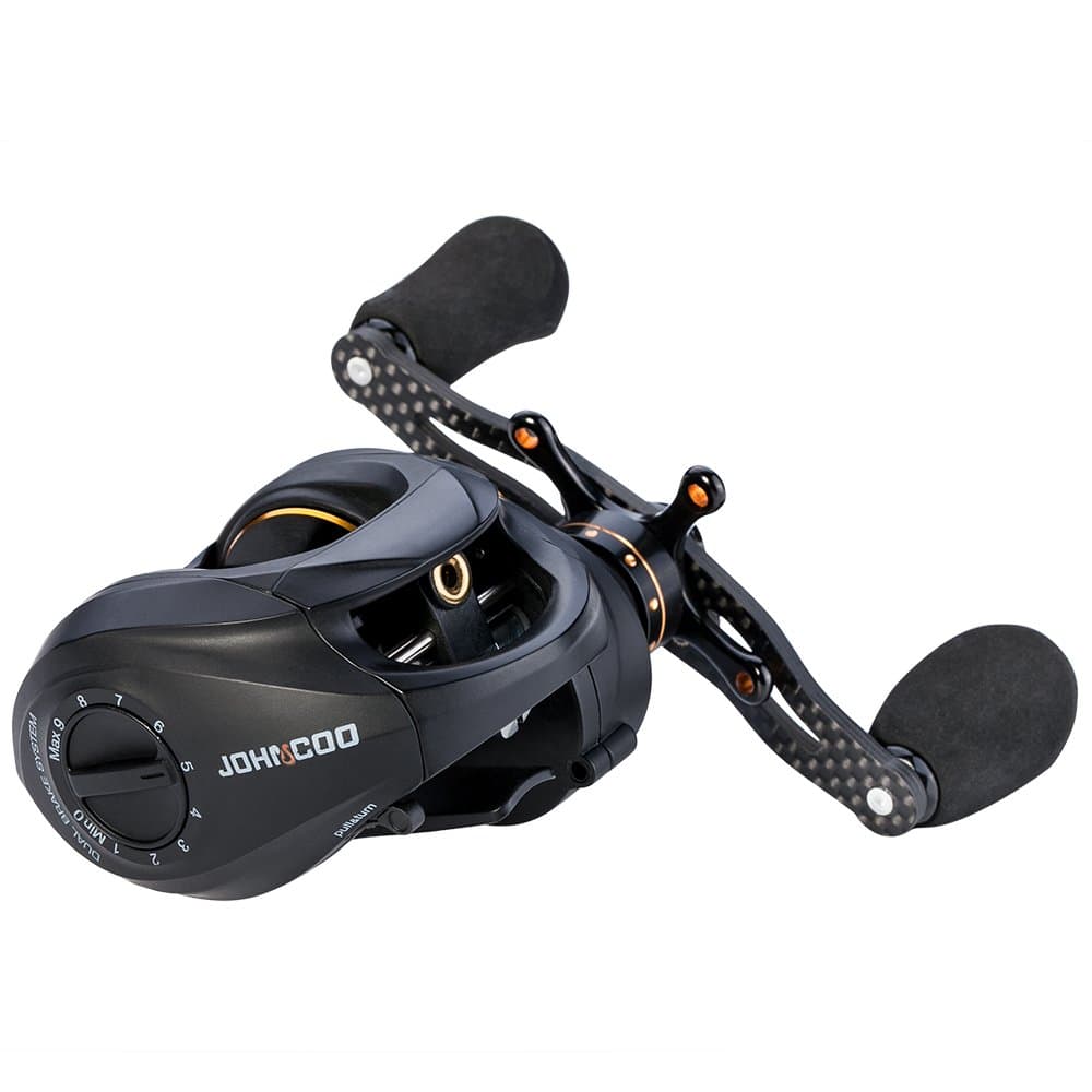 JOHNCOO Carbon Baitcasting Reel 13+1 BB Super Light Casting Reel Centrifugal and Magnetic Brake System Bass Fishing Carp Fishing (Left Handed)