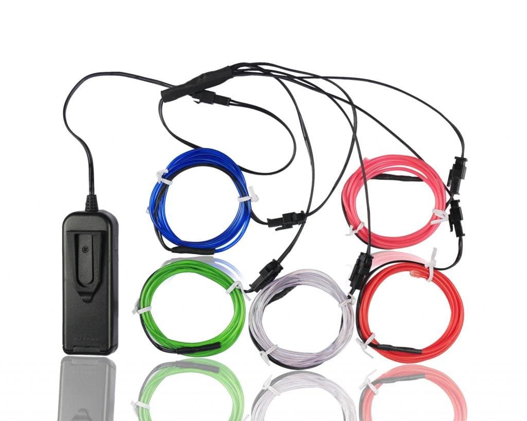 Electroluminescent Wire (EL Wire) Splitter 5 X 1 Metres Glowing Strobing Neon Light Set (Multi-Colored)