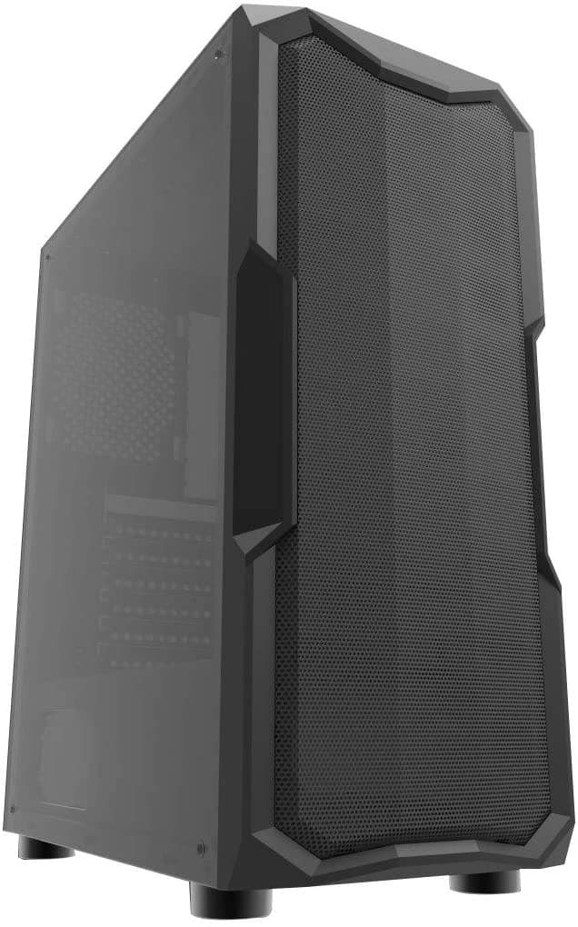 Kaza KZ05 Mid Tower PC Gaming Case with Acrylic Side Panel and Mesh Front.