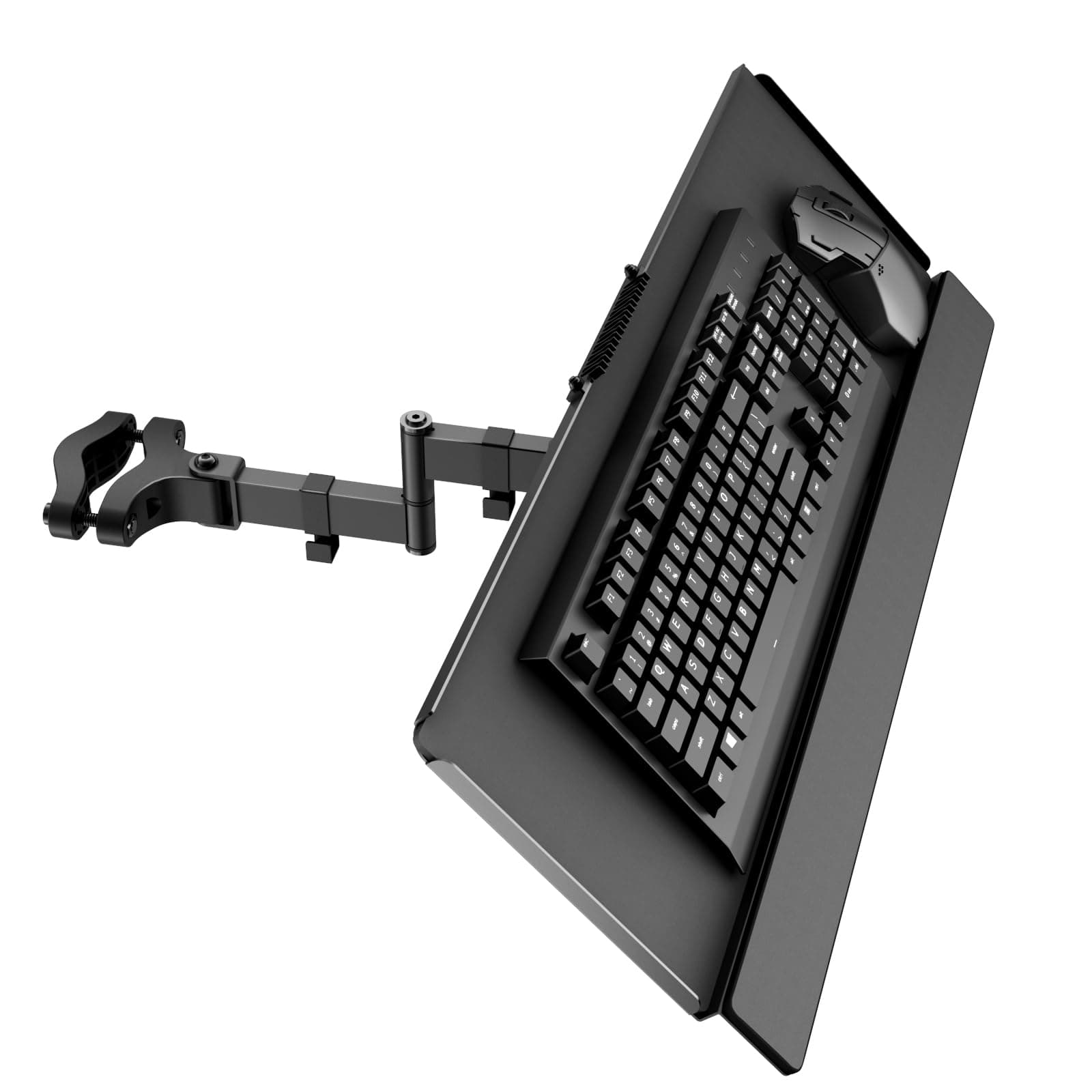 PUTORSEN Keyboard Tray Pole Mount - Keyboard & Mouse Mount fits Most Standard and Oversized Keyboards, Tilt & Rotation, Holds up to 2.2lbs, Black