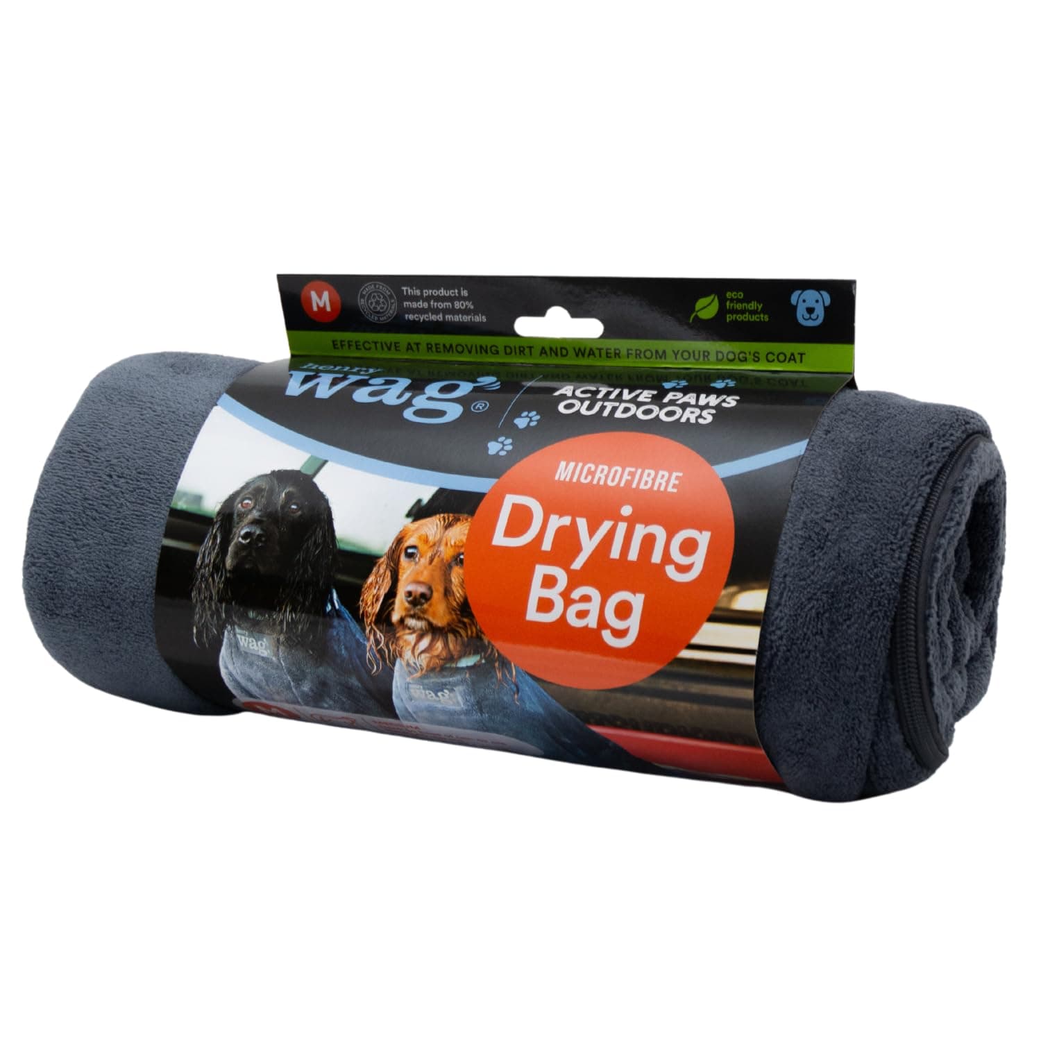 Dog Drying Bag - Soft & Highly Absorbent Microfibre, Muddy Pet Accessories, Quick Drying - Designed for Dogs - GRS Recycled Polyester - S (60 x 44 x 33 cm)