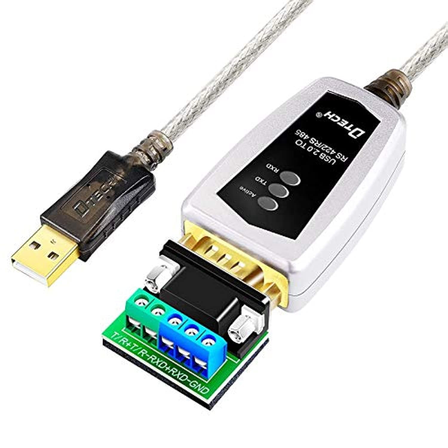 DTech 5 Position USB to RS422, RS485 Serial Port Adapter Cable with FTDI Chipset for Windows 10/8/7/XP/Mac (4ft)