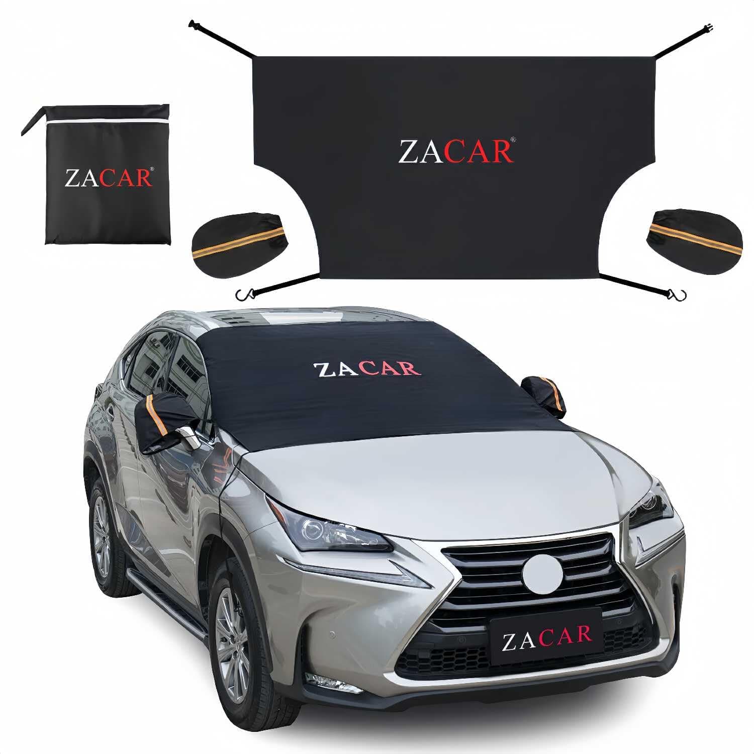 Windshield Snow Cover (Non-Scratch), ZACAR Windshield Cover with Mirror Covers for Ice and Snow, Blocking Snow, Sun, Fallen Leaves, Bird droppings. Fits Most Vehicle, Easy to Install