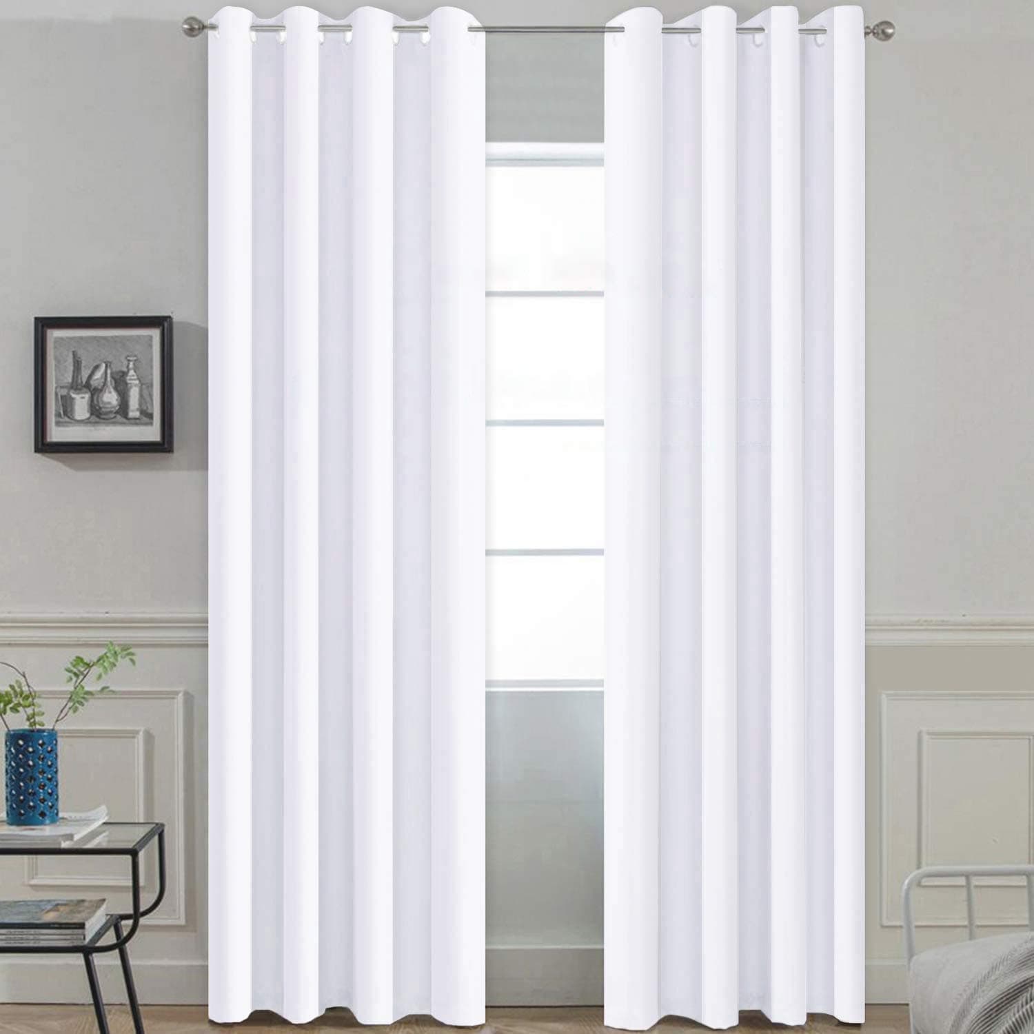 Pure White Curtains 84 inch Long, 50% Light Blocking Gormmet Window Treatment Room Darkening Thermal Insulated Curtain Drapes for Living Room Bedroom (52 inch Wide, Set of 2 Panels)