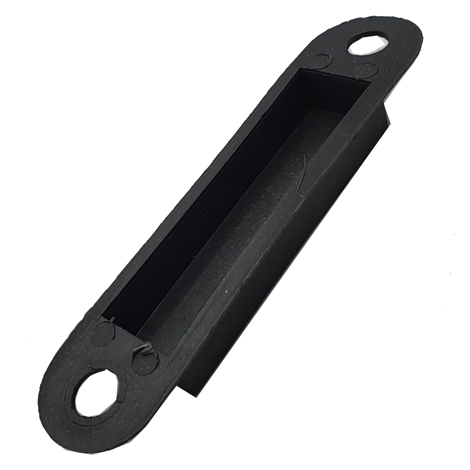 Door Latch Keep Strike Dust Box Black Plastic Large 115mm