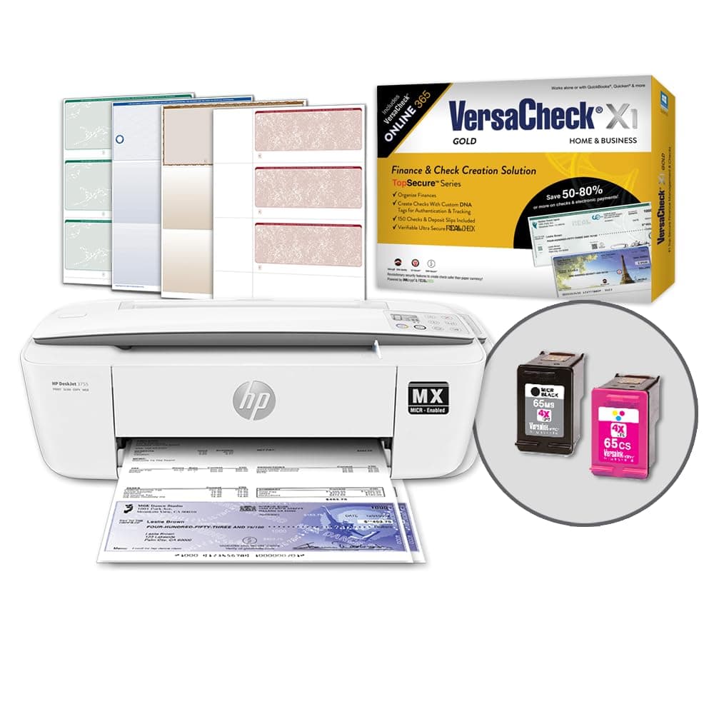VersaCheck HP DeskJet 3755 MX MICR Check Printer and VersaCheck Gold Check Printing Software Bundle, (3755MX)