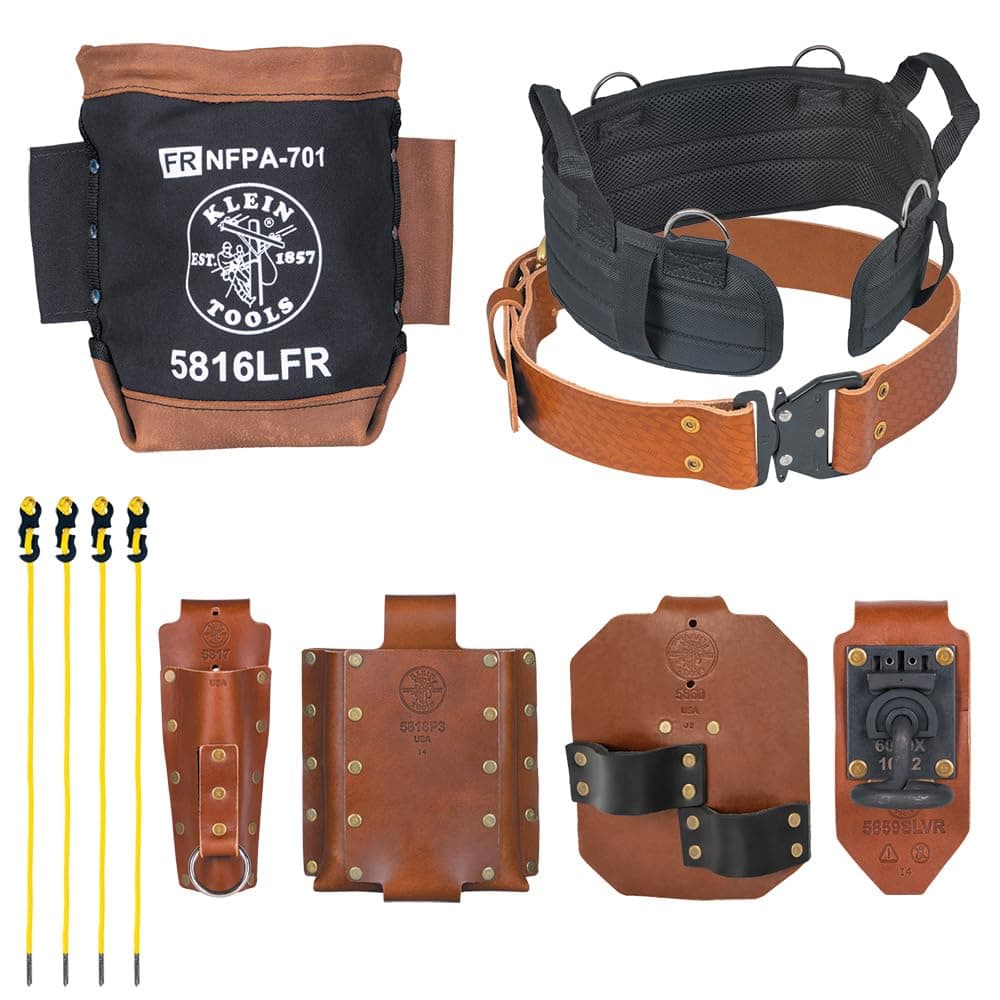 Klein Tools 5800IWBXL Ironworker Tool Holder Belt System, 8-Piece Set, Quick-Release Belt, Bolt Bag, Holders, Tension Straps, Pro Pad, X-Large