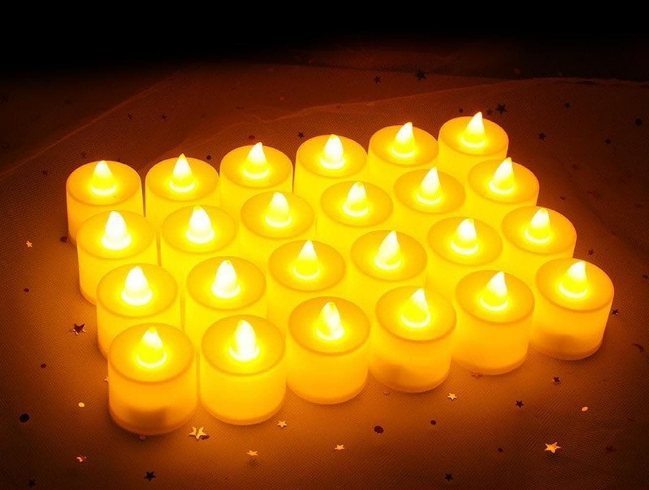 SKY-TOUCH 24PCS LED Tea Lights Candles : Realistic Bright Flickering Flameless Battery Operated Candles Replaceable battery for Festival Wedding Restaurant Table Decor White