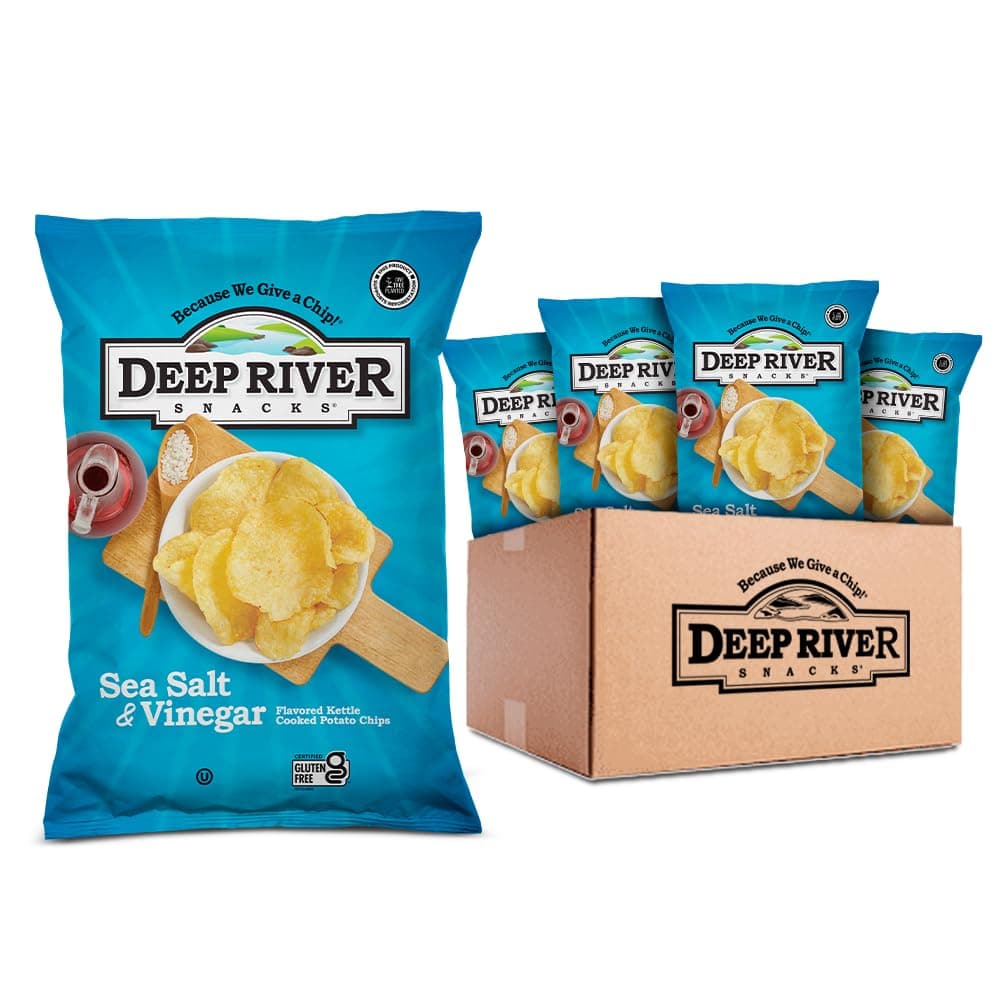 Deep River Snacks Sea Salt & Vinegar Kettle Cooked Potato Chips, 2 Ounce (Pack of 24)