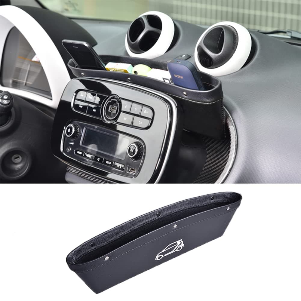 Centre Console Storage Box for Smart 453 Fortwo/Forfour 2015-2019 Organiser Bag PU Leather Console Accessories Storage for Mobile Phone Keys Cards Coins