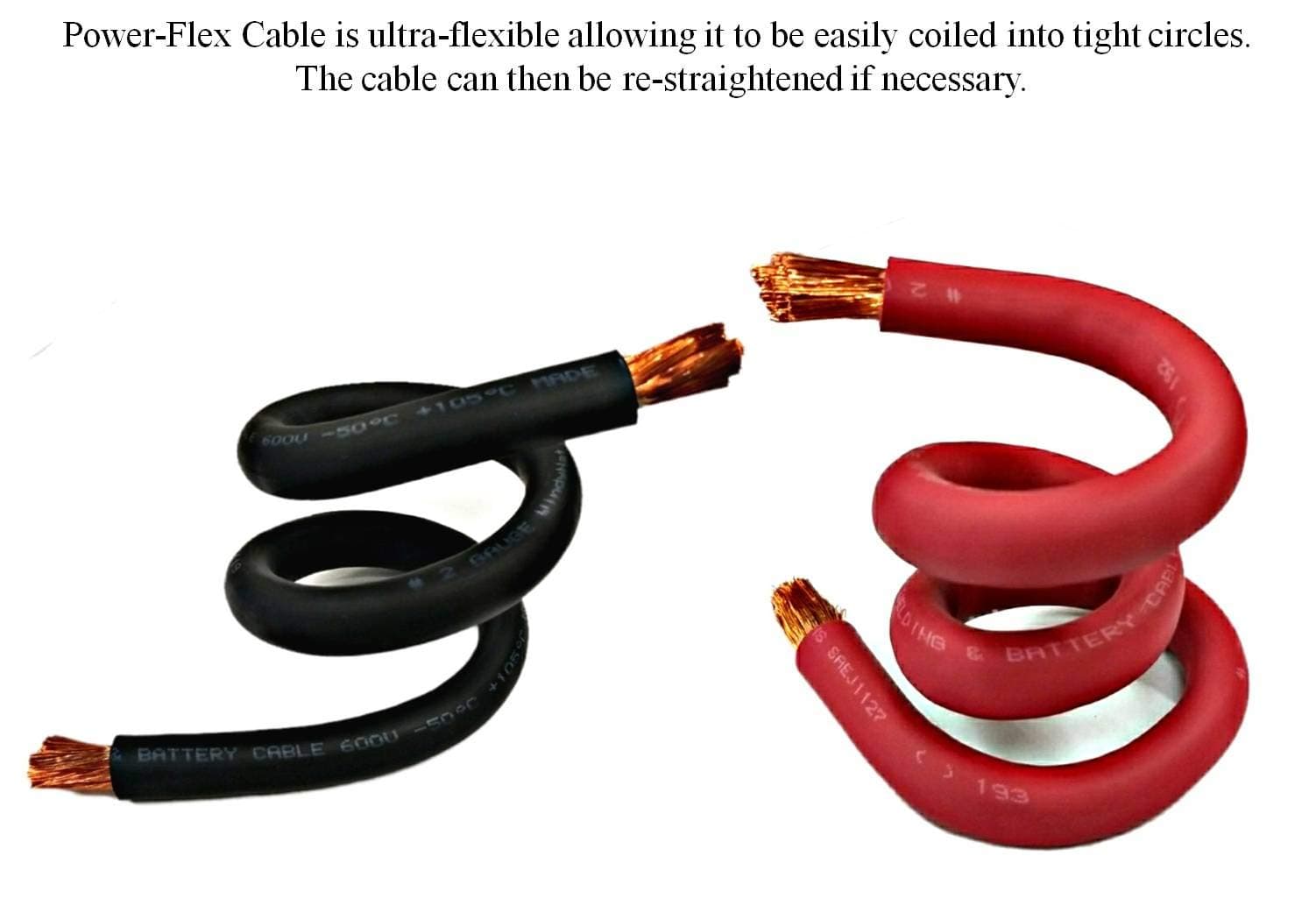 WindyNation 2/0 Gauge Ultra Flexible Welding Cable, 5 Ft Black + 5 Ft Red, 600V, 300A, Pure Copper, Made in USA
