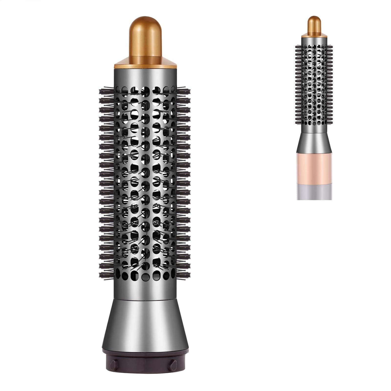 Small Round Volumizing Brush for Dyson Airwrap Attachments Bigger Round Brush Attachment for Dyson Air Wrap Styler, Fluff up and Volumize for Styling (Gold)