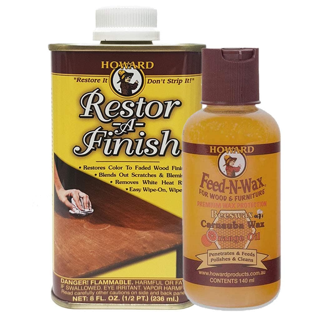 Restor A Finish Water Mark Remover Dark Oak + Feed N Wax. Removes Heat Rings, Water Stains, Scuffs, Watermarks, White Rings and Scratches in Wooden Furniture (236ml+140ml)
