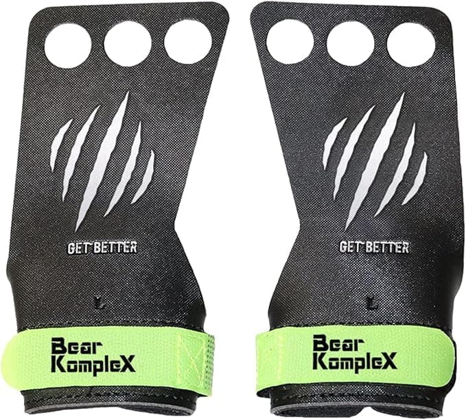 Bear KompleX Black Diamond 3 Hole Hand Grips - Non-Slip Gymnastics Grips for Weight Lifting, Pull-ups & Cross Training | Lightweight, Padded Wrists & Foldable