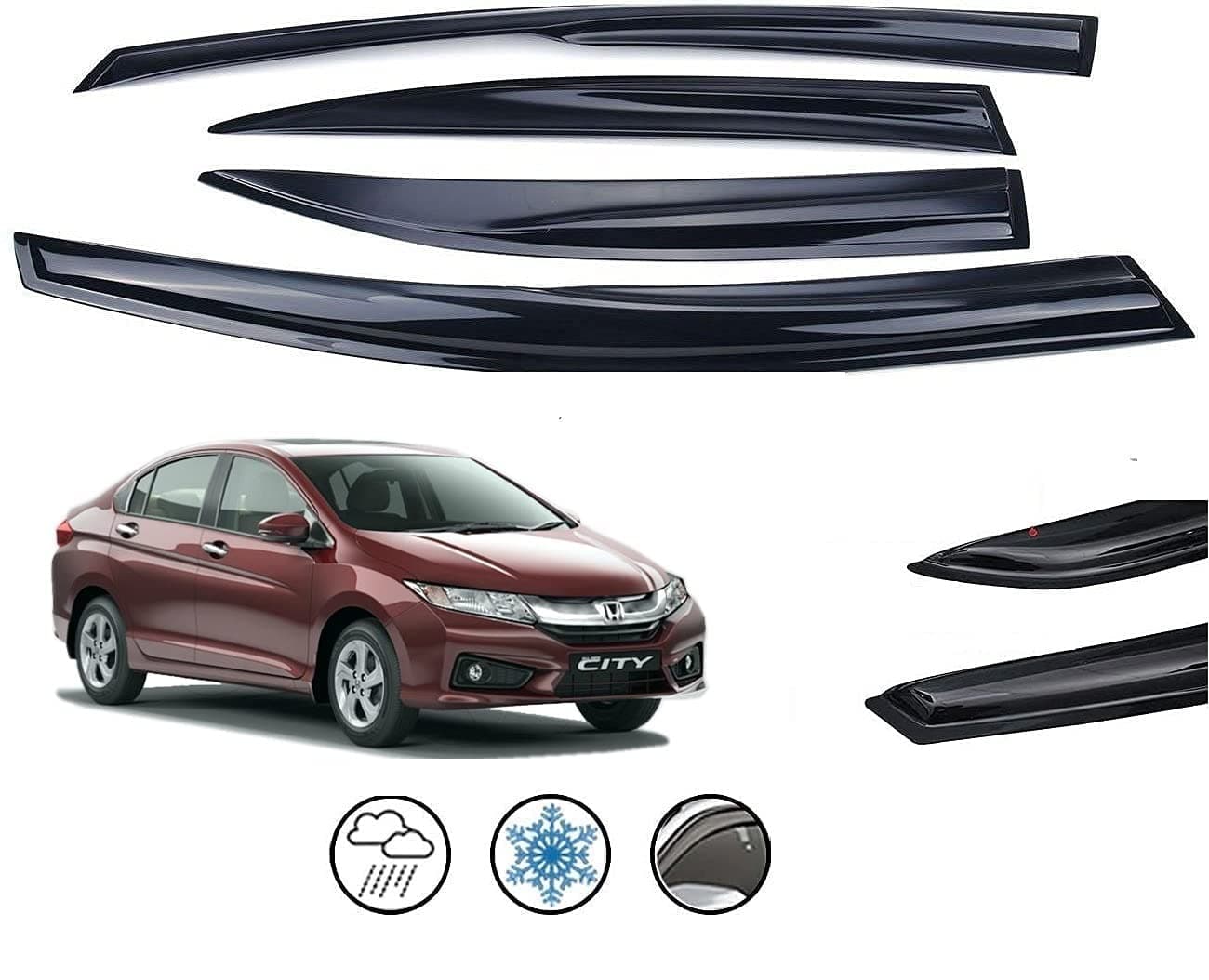 Jeet Enterprises Car Side Window Door Visor Rain Guard ABS Flexible Plastic Non Breakable for Honda City (Old City)