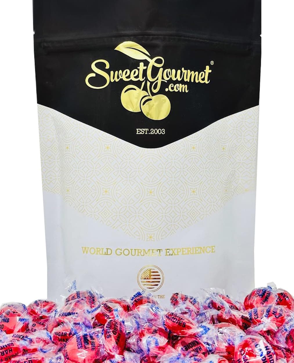 SweetGourmet Sugar-Free Cinnamon Discs Hard Candy, Individually Wrapped, 1 Pound, Fat-Free, Gluten-Free, 90 Pieces