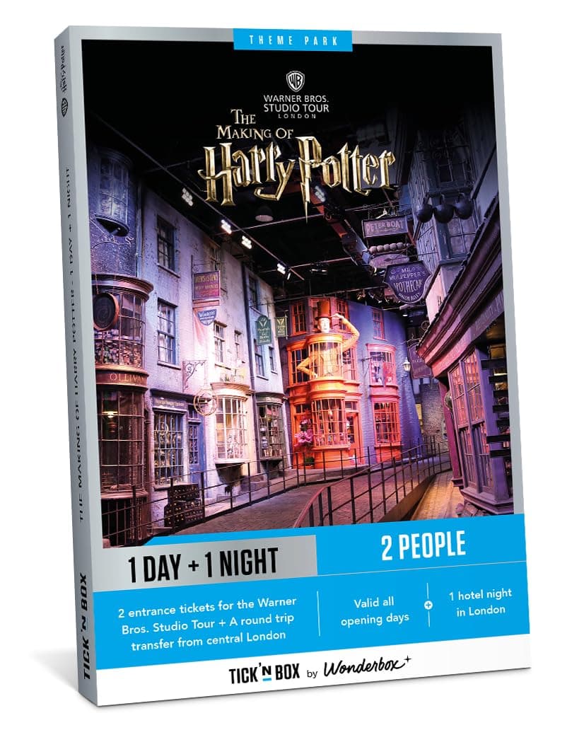 Gift Box - Harry Potter Studio Stay - Visit the Warner Bros Studio Tour in London - 1 Day entry for 2, 1 Night Stay & Transfer from London - Harry Potter Gift Idea - Valid for 2 years