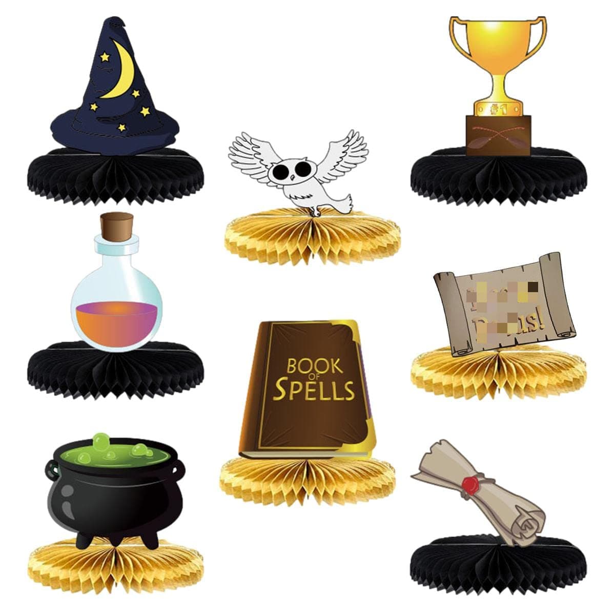 8Pcs Magical Wizard Honeycomb Centerpiece Table Decorations Magical Wizard Theme Party Decorate