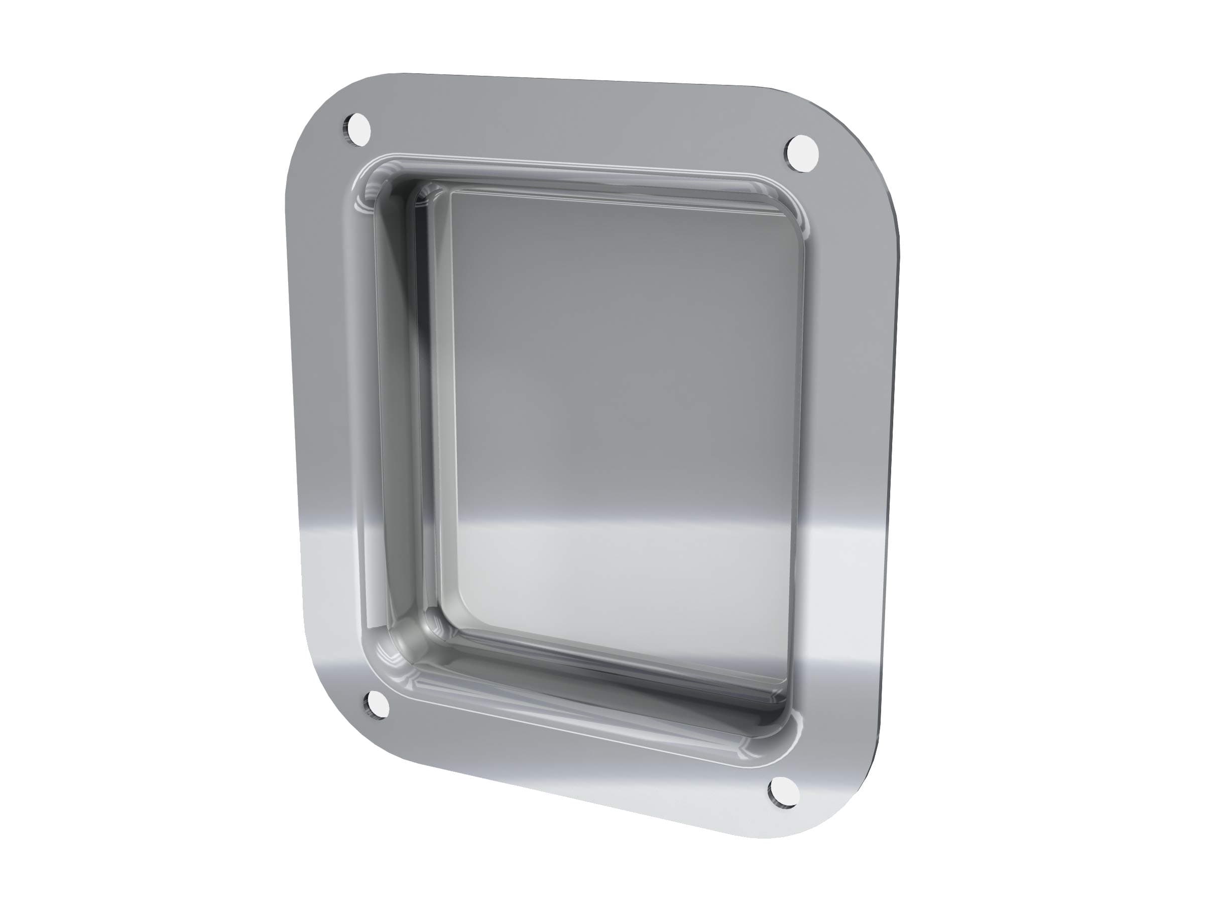 TCH Hardware Steel Recessed Dish - 4" x 4.5" | Speaker Jack Plate/Wheel Well for Stacking Casters | Speaker Hardware | Silver