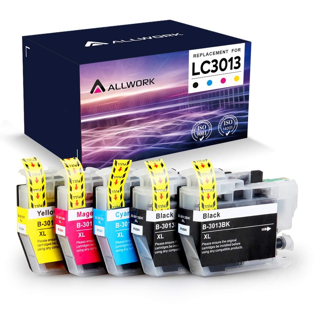 Allwork LC3013 Compatible Ink Cartridges Replacement for Brother LC3013 LC 3013 Ink Cartridge Works with Brother MFC-J497DW MFC-J491DW MFC-J690DW MFC-J895DW Inkjet Printer 5-Packs (2KCMY)