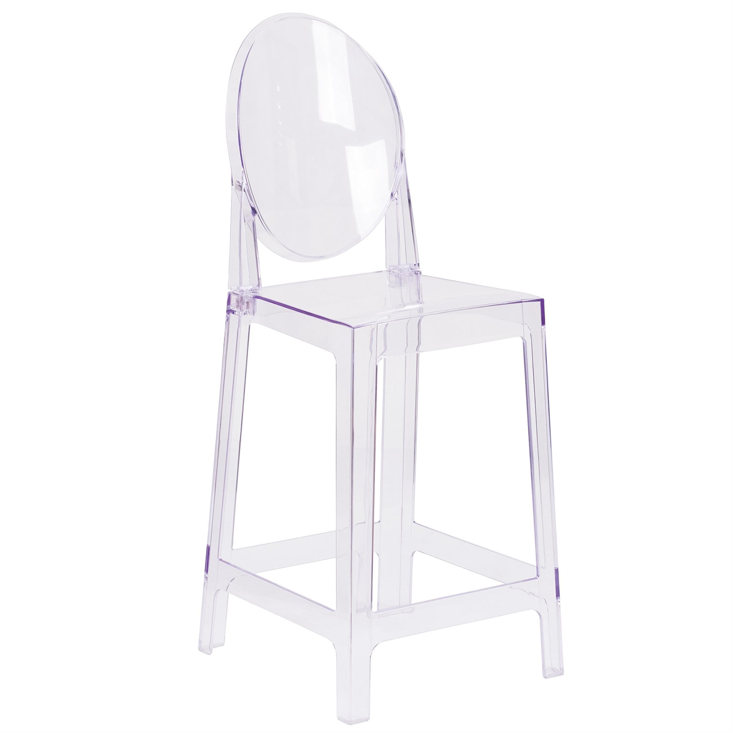 Flash Furniture Revna Ghost Counter Stool with Oval Back in Revna Transparent Crystal