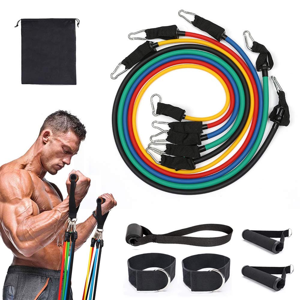 BEFANS New Resistance Bands 11 Pcs Set Workout Exercise Cross Fit Fitness Tubes for Resistance Training, Physical Therapy,Yoga Pilates Abs Exercise, Stretch Fitness, Home Gym, Men and Women