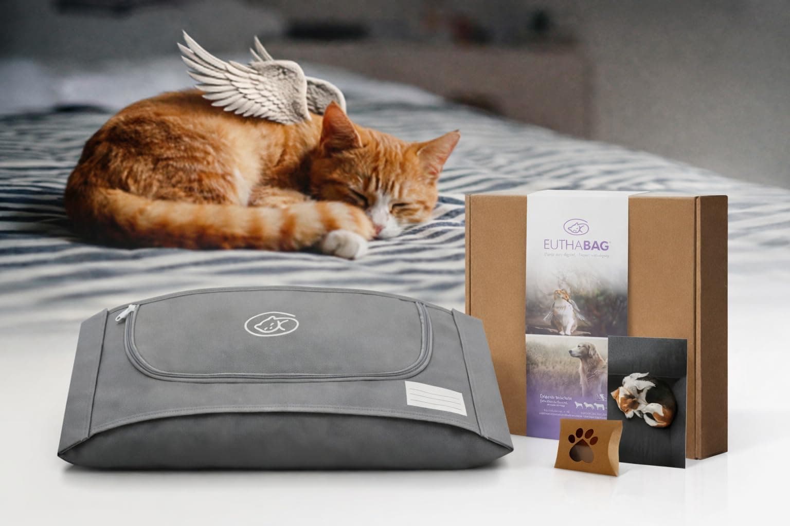 EUTHABAG® - Small. The Original Dignified Pet Body Bag for Burial and Cremation. Beautiful Goodbye. Customizable with Your own Words. for Small Animals Like Rabbits,Cats, Chihuahuas.