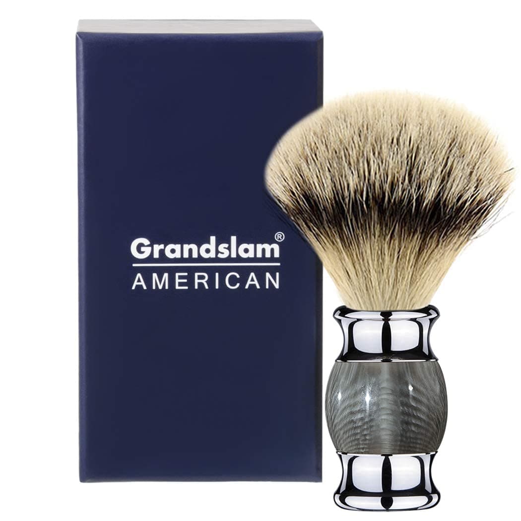 Finest Badger Shaving Brush with Resin Handle- Engineered for the Best Shave of Your Life (Gray)