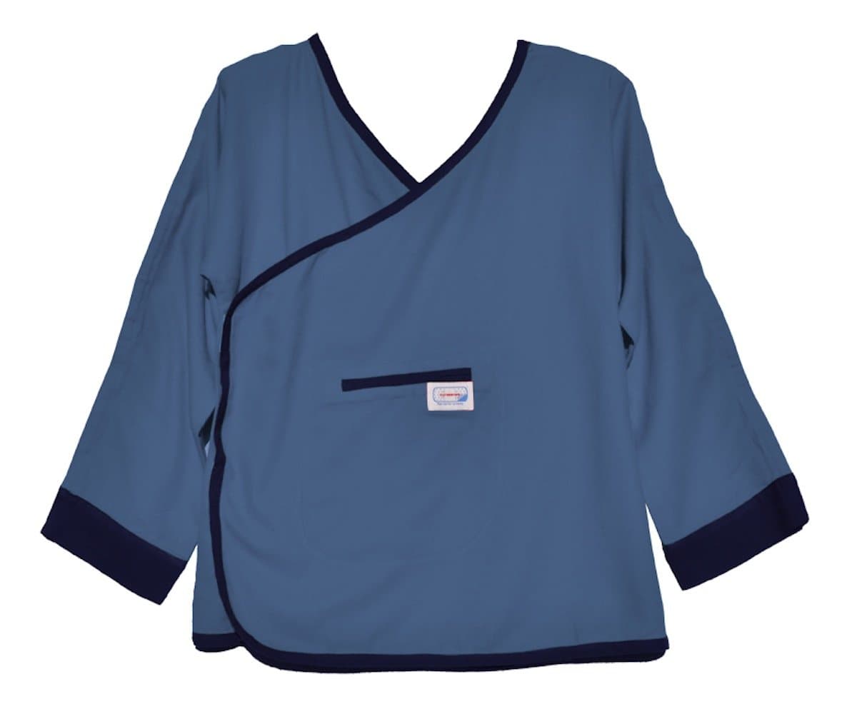Modern Hospital or Maternity Nursing Functional Pajama Bed Jacket Lg Steel/Navy