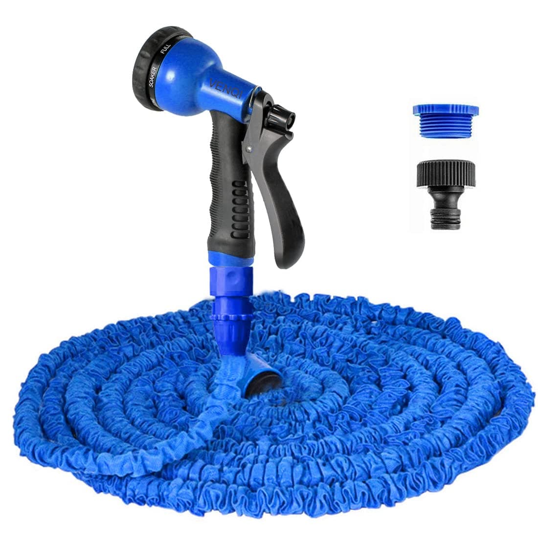 Expandable Garden Hose Pipe 25ft,25ft Flexible Expanding Magic Water Hose with 8-Pattern Spray Nozzle,Leak-Proof Stretch Hose Retractable 7.5m Hosepipes for Garden (25FT, Blue)