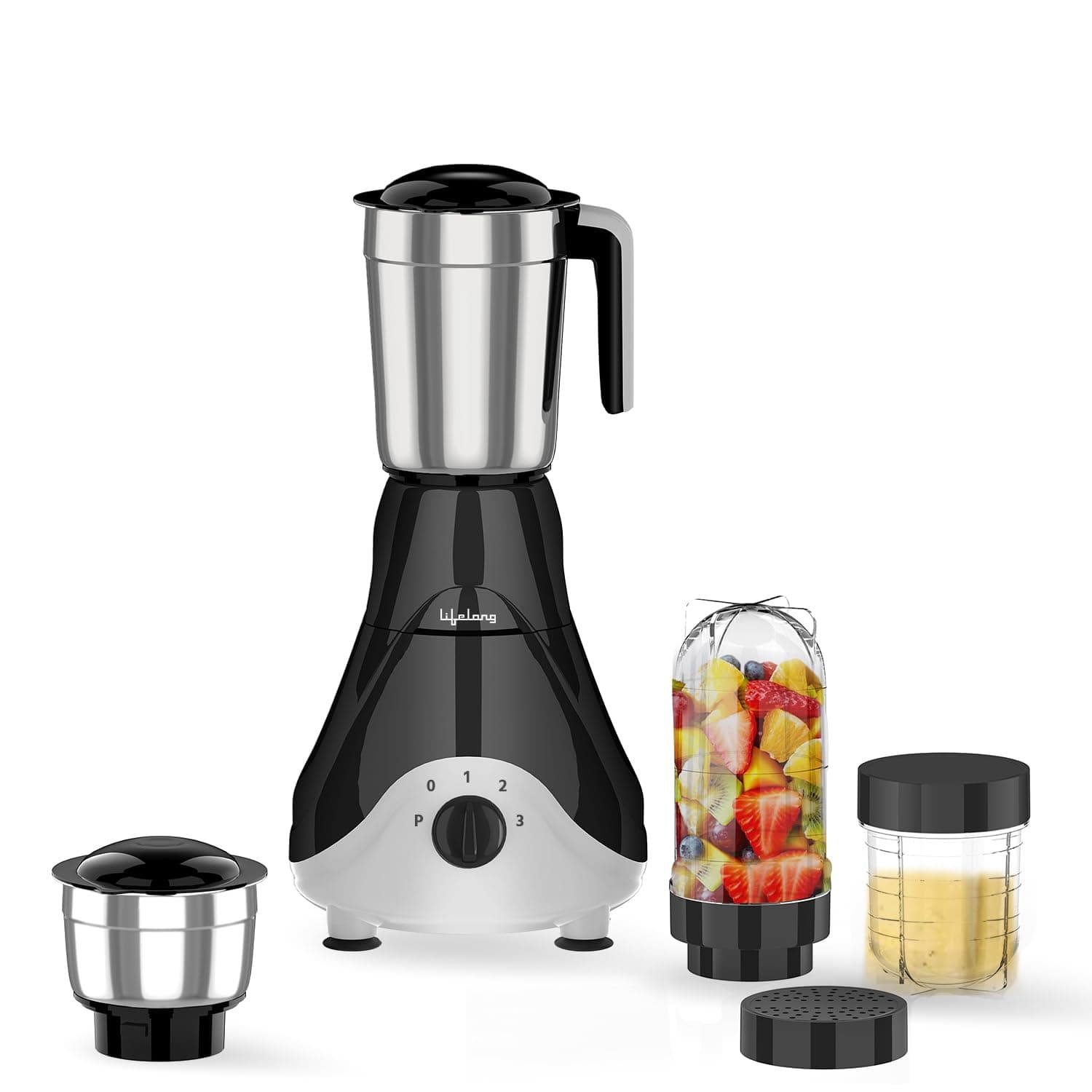 Mixer Grinder for Kitchen - 4 Jars 500 Watt Mixie - 2 Nutri bullet Jars for Smoothie & Blending, Chutney Jar & Liquidizing Jar used as Wet Grinder & Blender - Stainless Steel Blades (LLMG39)