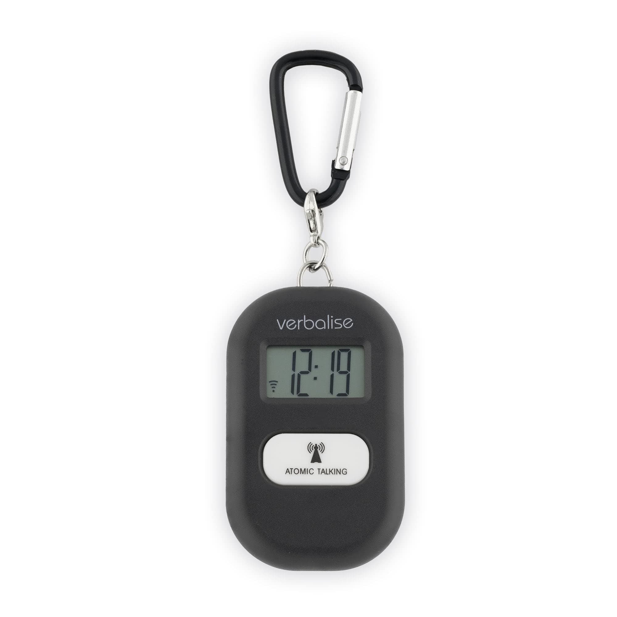 Keychain Talking Clock Radio-Controlled, Speaks Time, Date, 8 Daily Alarms. Ideal for Visually Impaired, Blind and Elderly. 2 Year Guarantee, UKs No1 for Quality Service and Choice. VK-Black